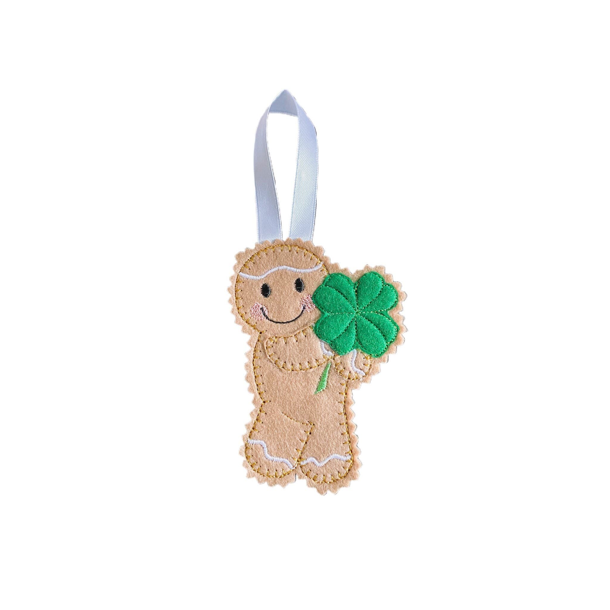 Four Leaf Clover Gingerbread Man Felt Decoration