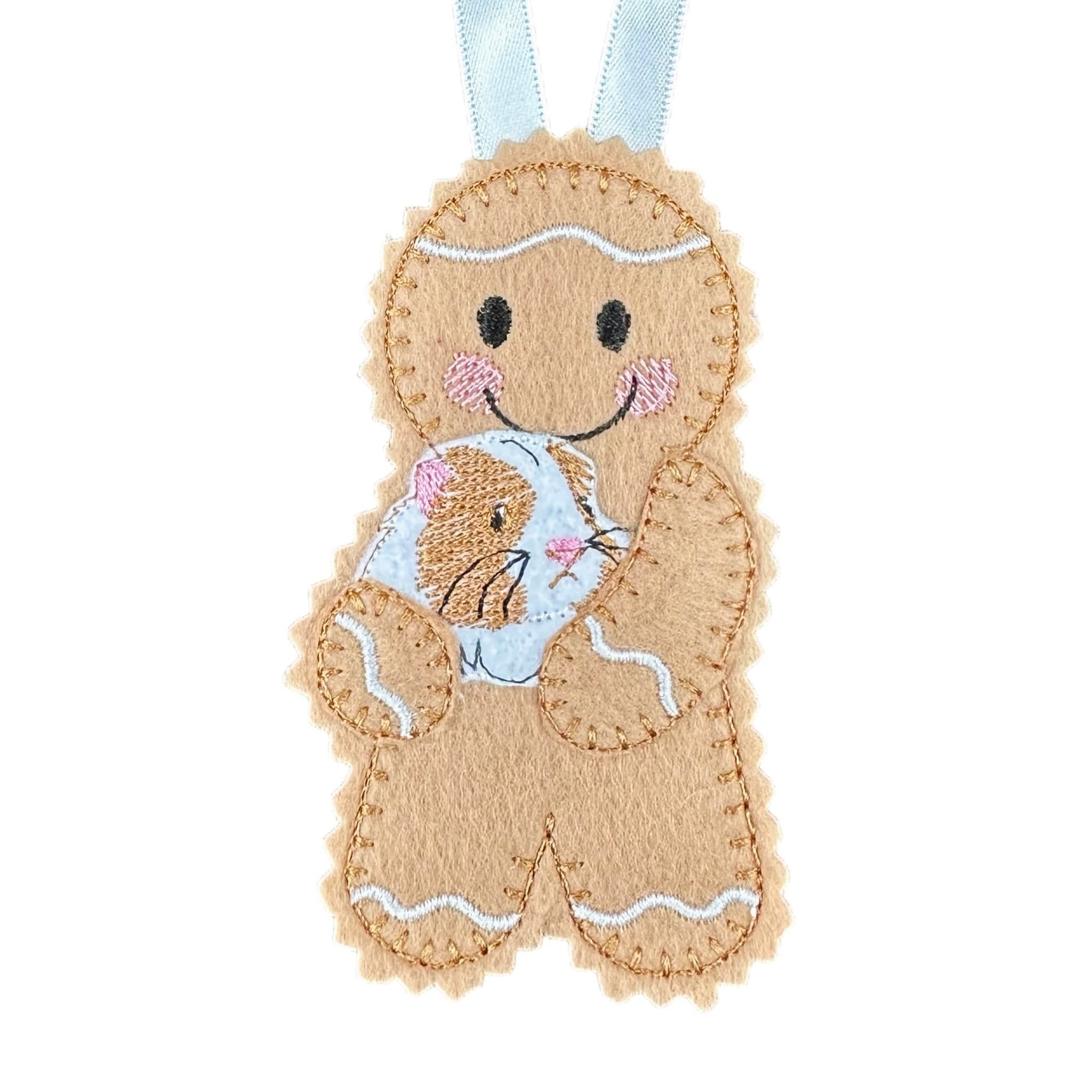 Pet Guinea Pig Gingerbread Man Felt Decoration