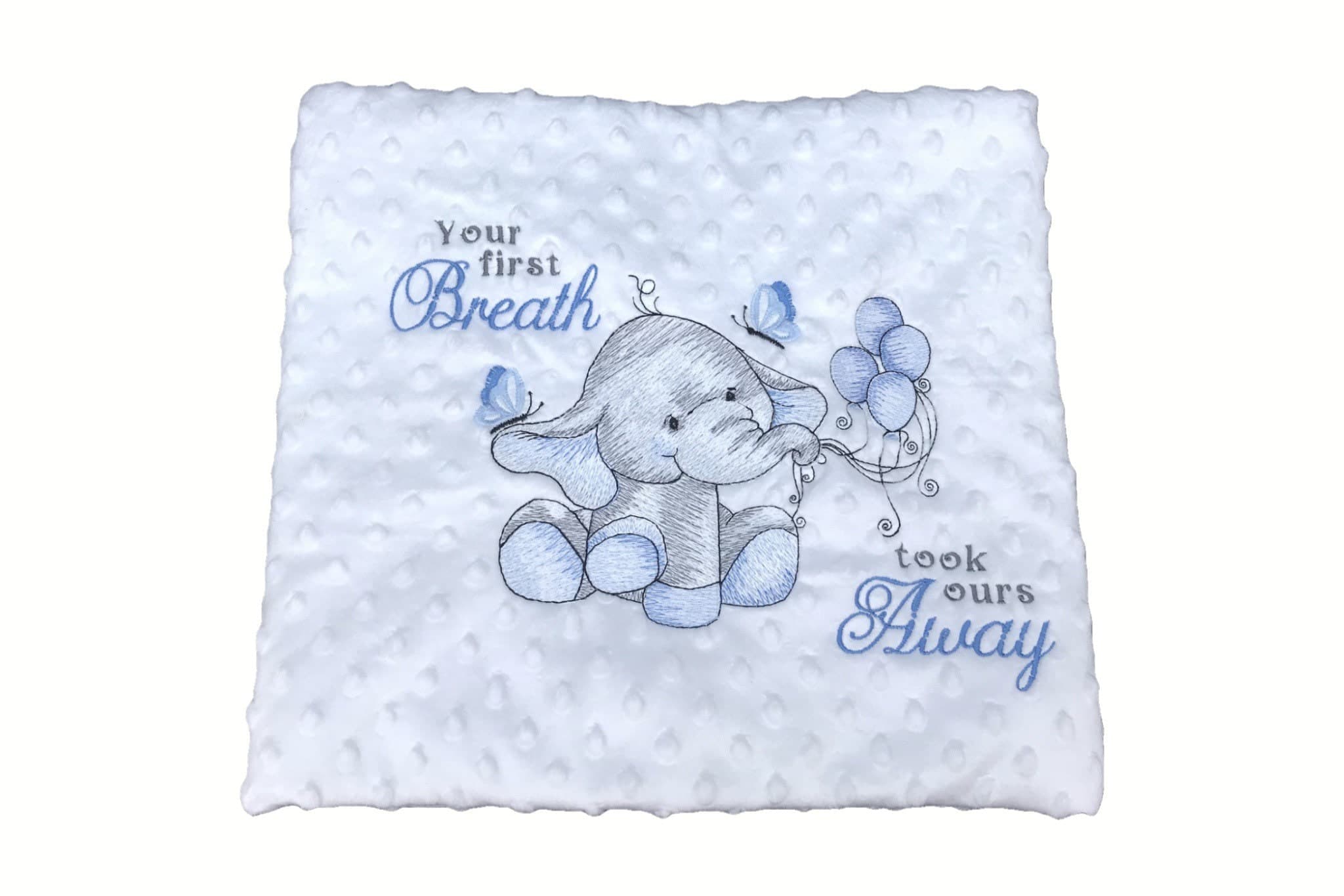Embroidered Elephant Baby Blanket: Sensory Fleece, Personalized Keepsake