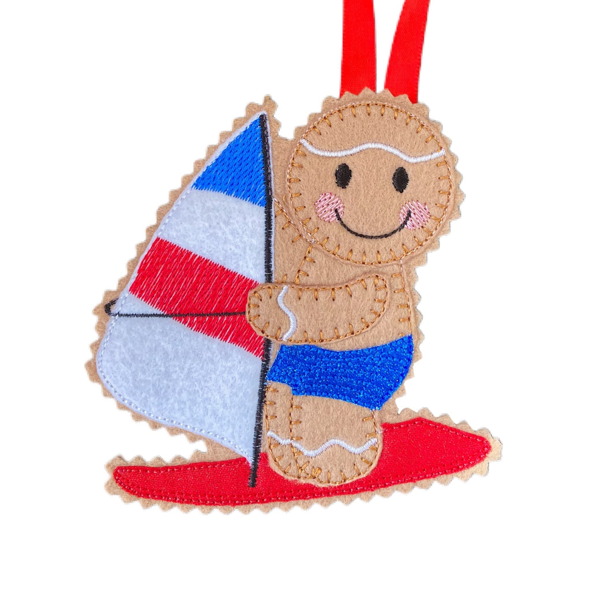 Wind Surfer Gingerbread Man Felt Decoration — image 2