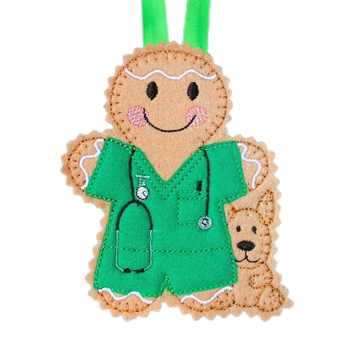 Vet Gingerbread Man Felt Decoration — image 2