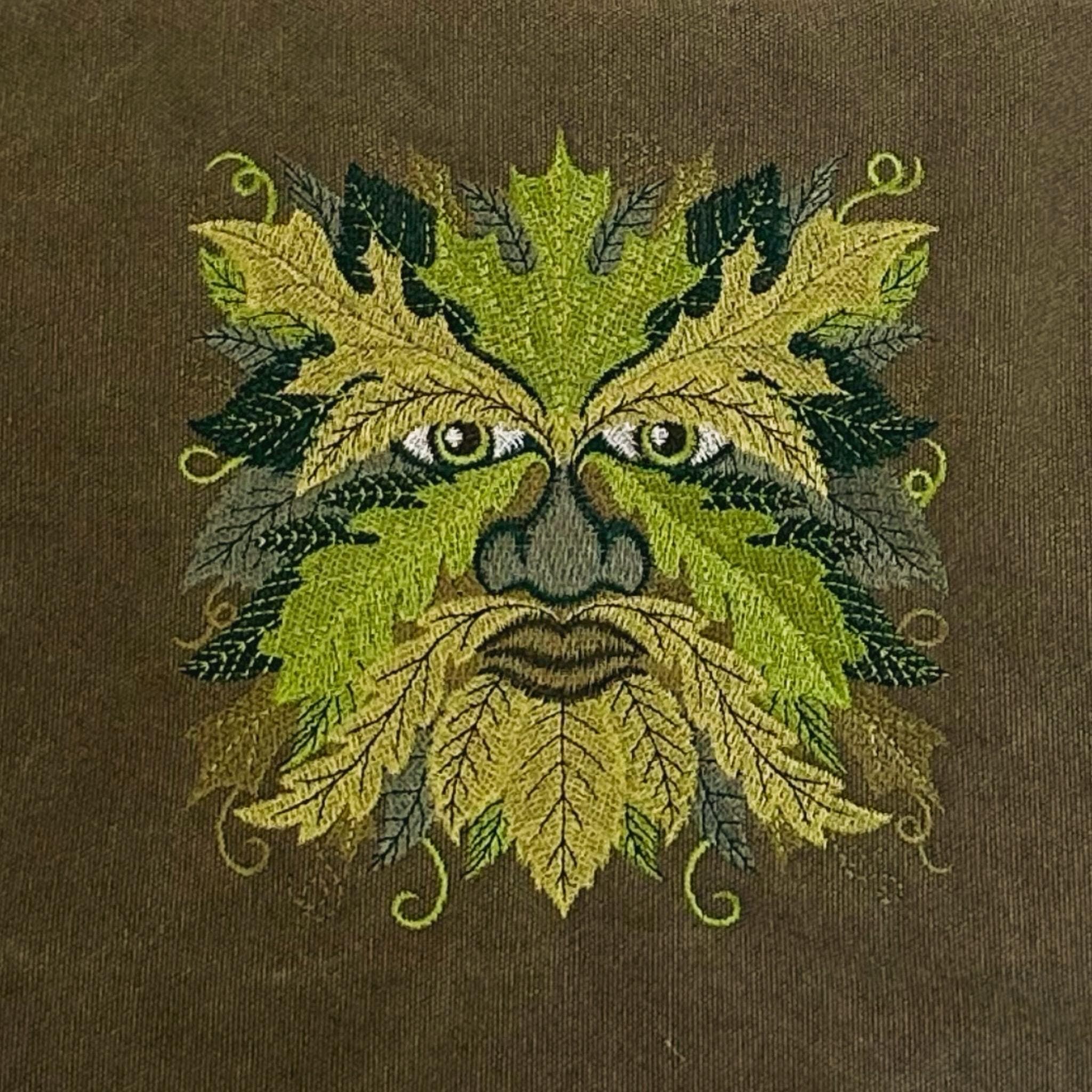 Greenman Embroidered Bag, Cotton Canvas Khaki Messenger Bag — image 3