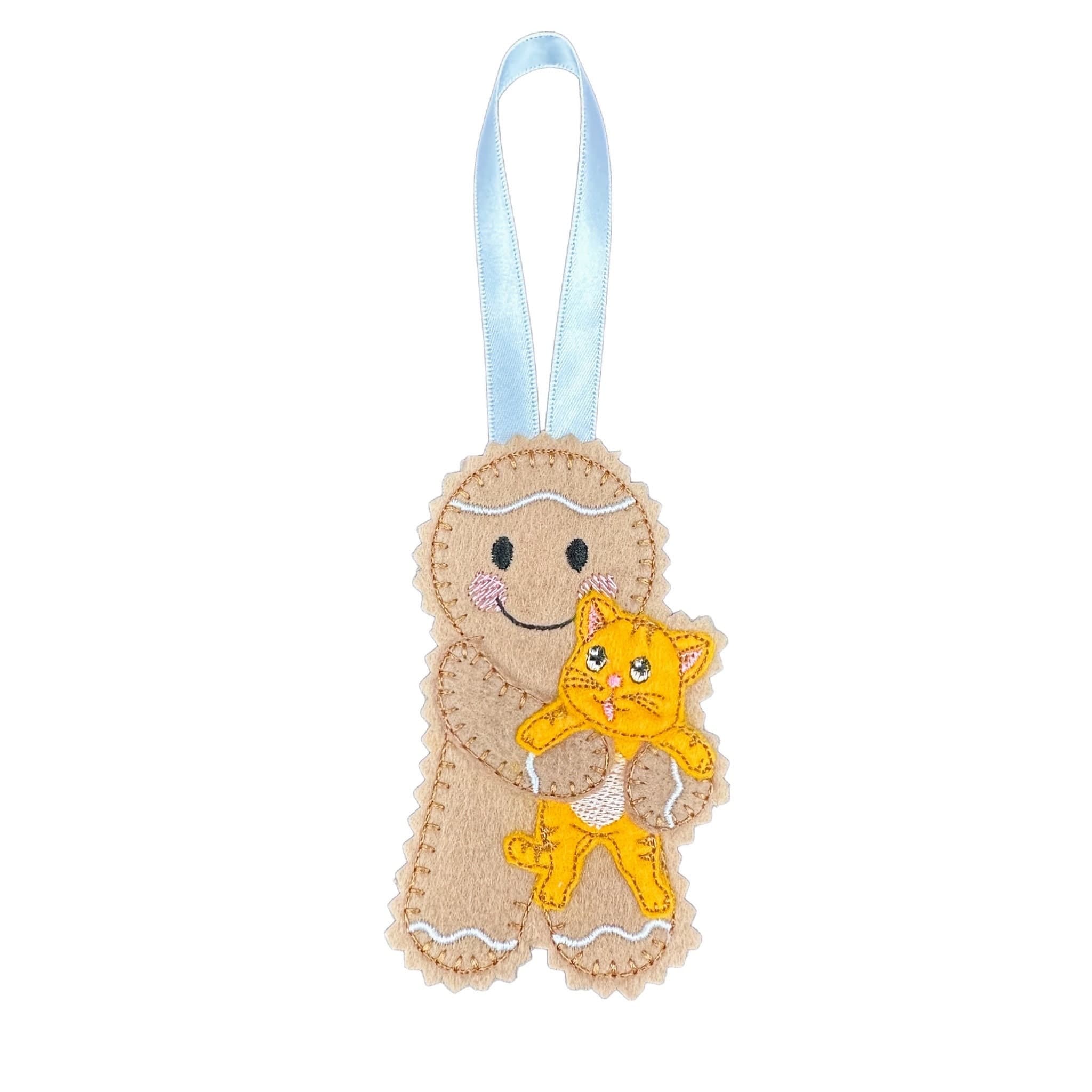 Pet Cat / Kitten Gingerbread Man Felt Decoration