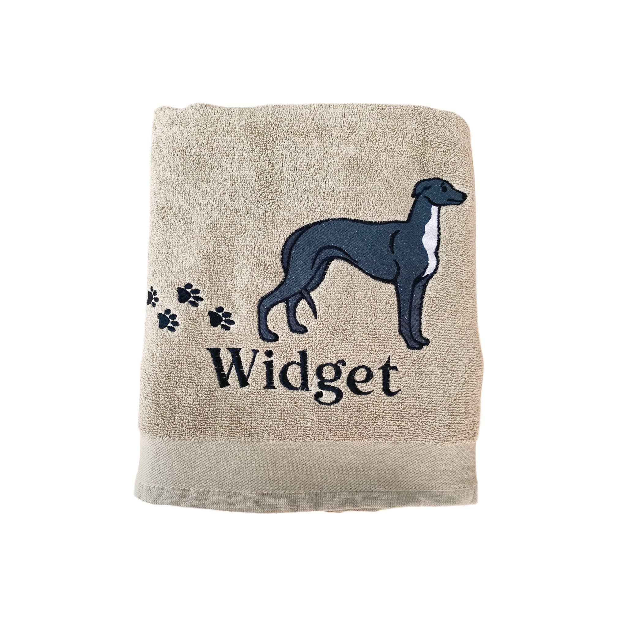 Personalized Greyhound Dog Towel: Embroidered Pet Bath Towel
