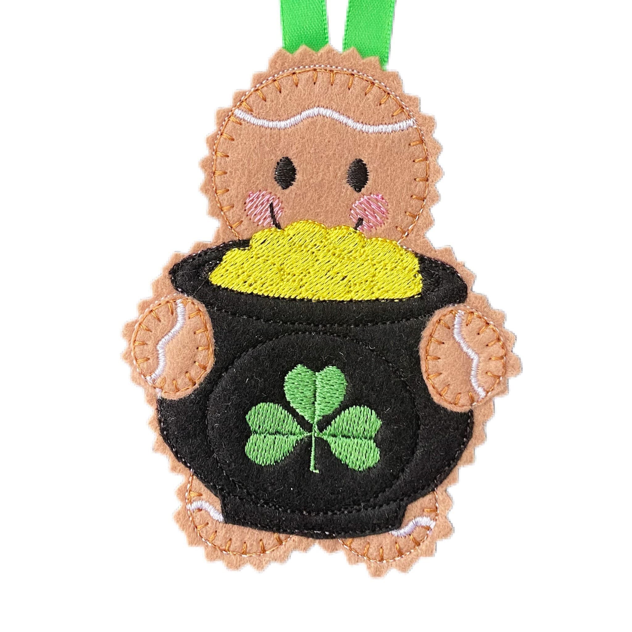 Lucky Pot of Gold Gingerbread Man Felt Decoration — image 2
