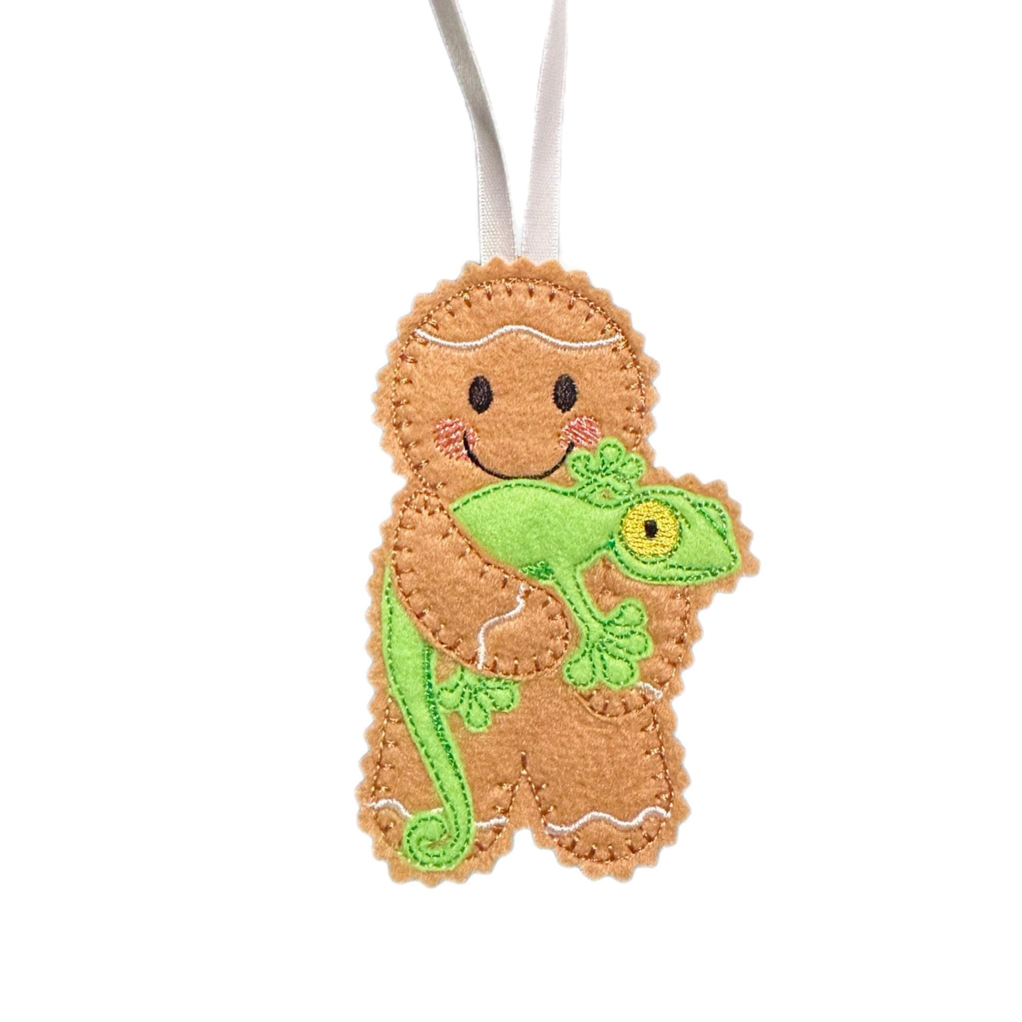 Pet Gecko Gingerbread Felt Decoration
