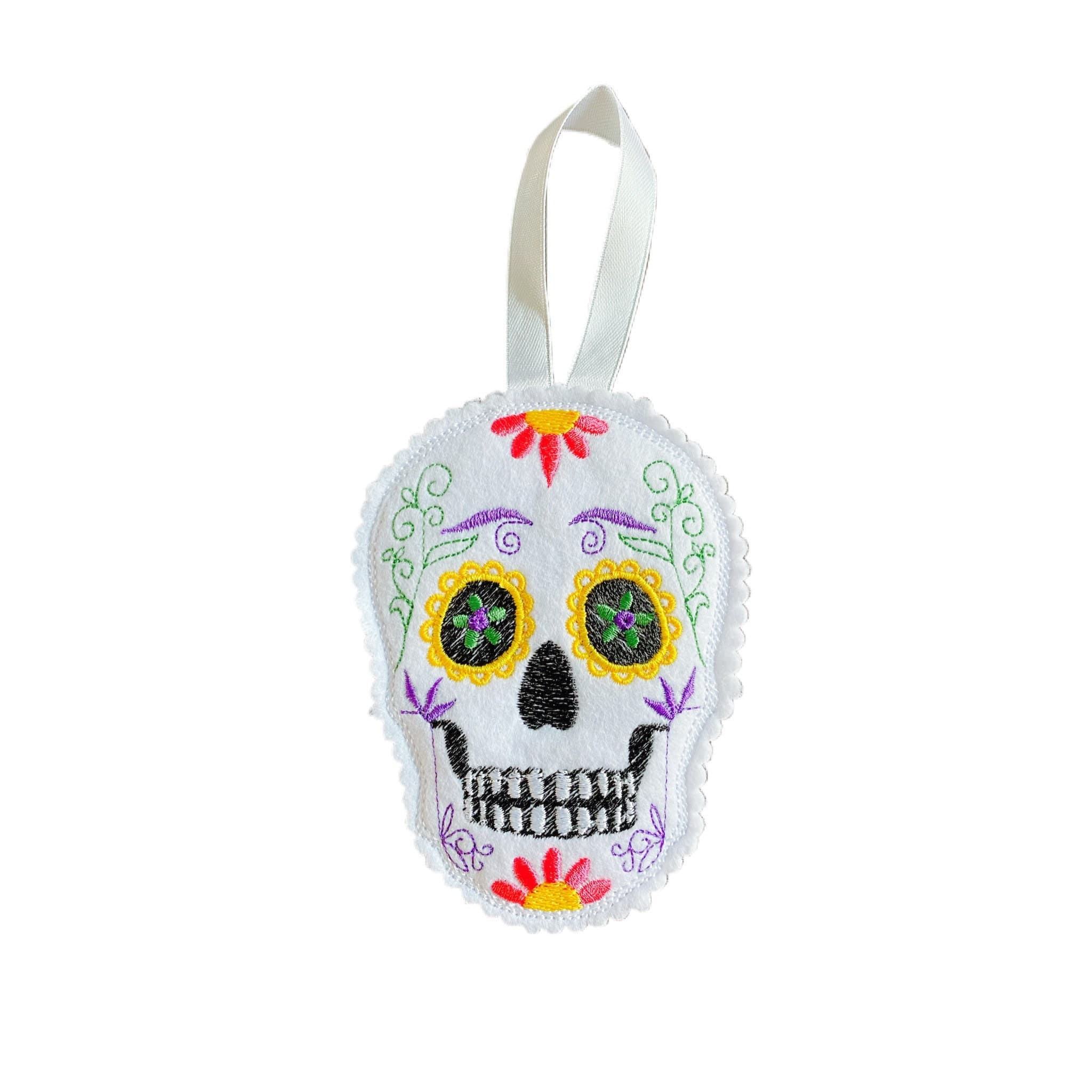 Sugar Skull Purple & Yellow Felt Decoration.