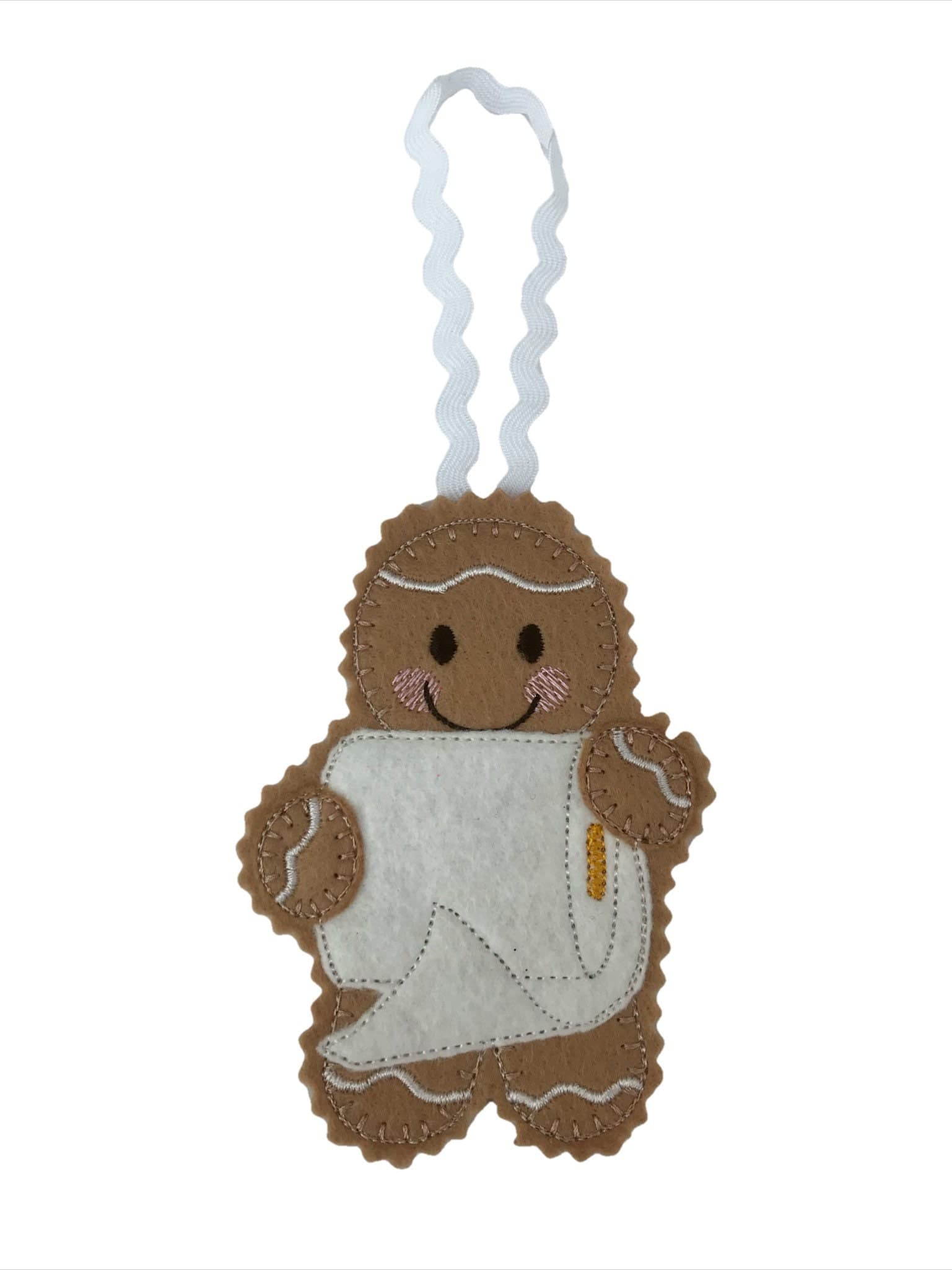 toilet Roll, joke gift, novelty Gingerbread Man Felt Decoration