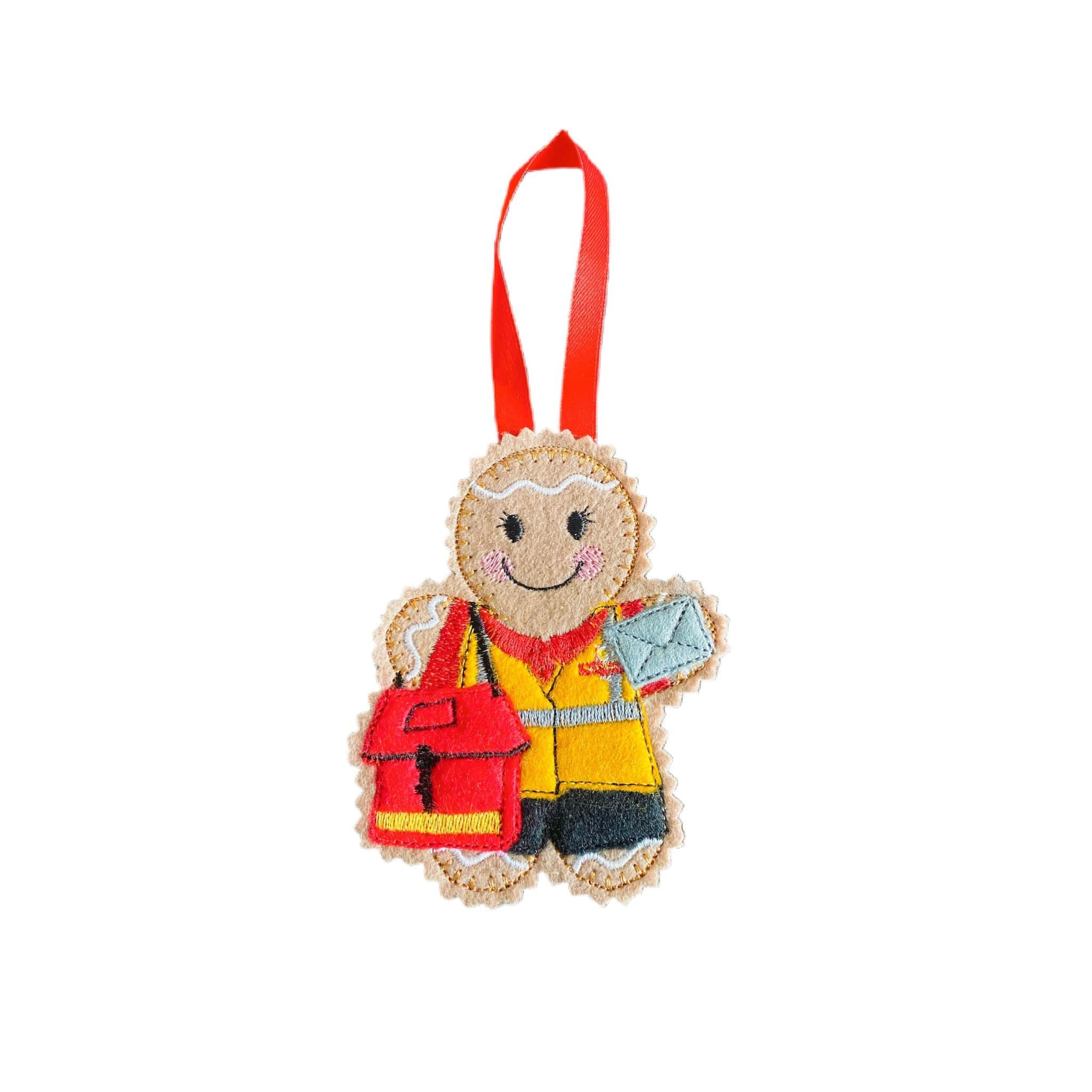 Postie / Postman Gingerbread Man Felt Decoration