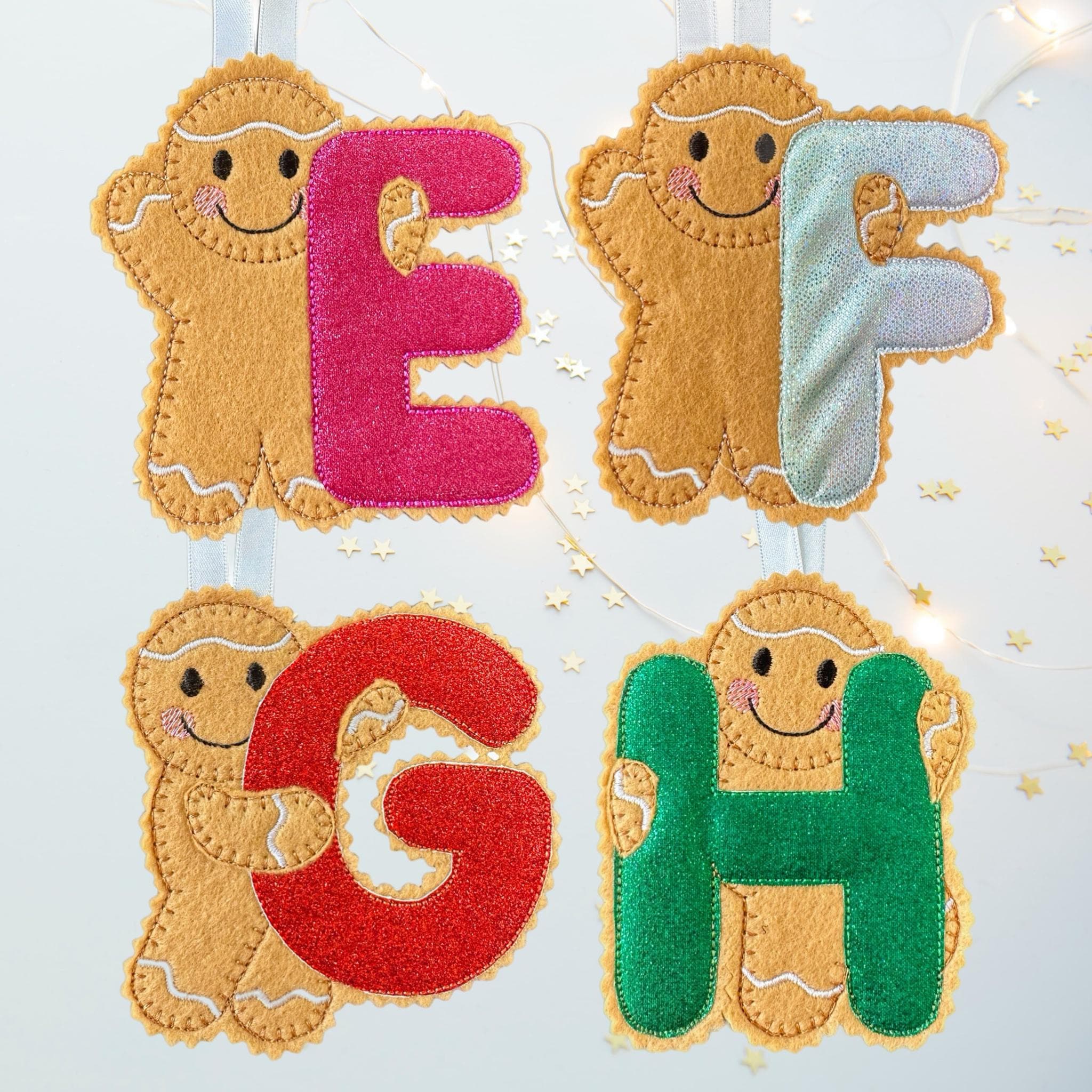 Initial Gingerbread Letter Decoration – Personalised Felt Ornament / Gift Tag — image 3