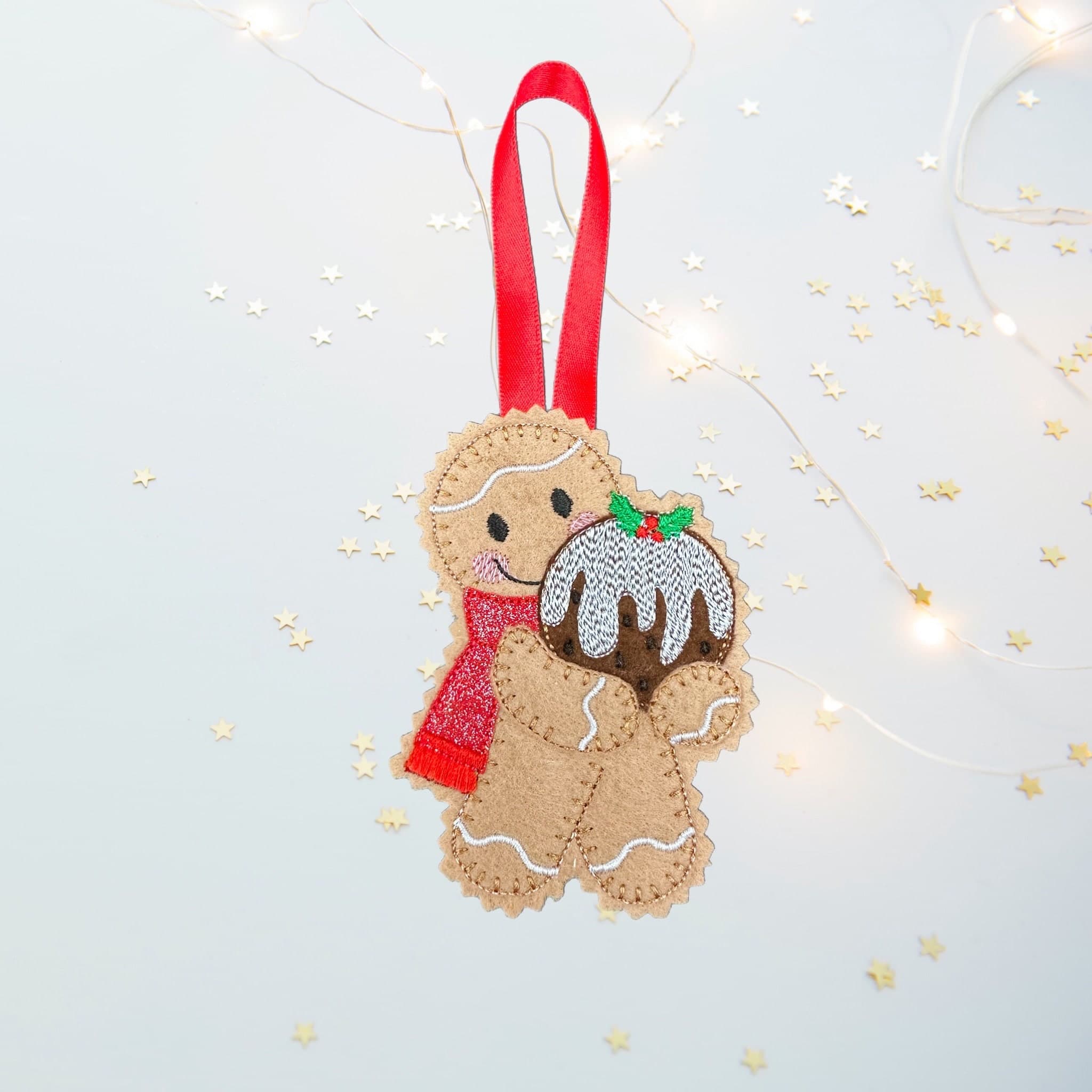 Christmas Pudding Gingerbread Man Felt Decoration