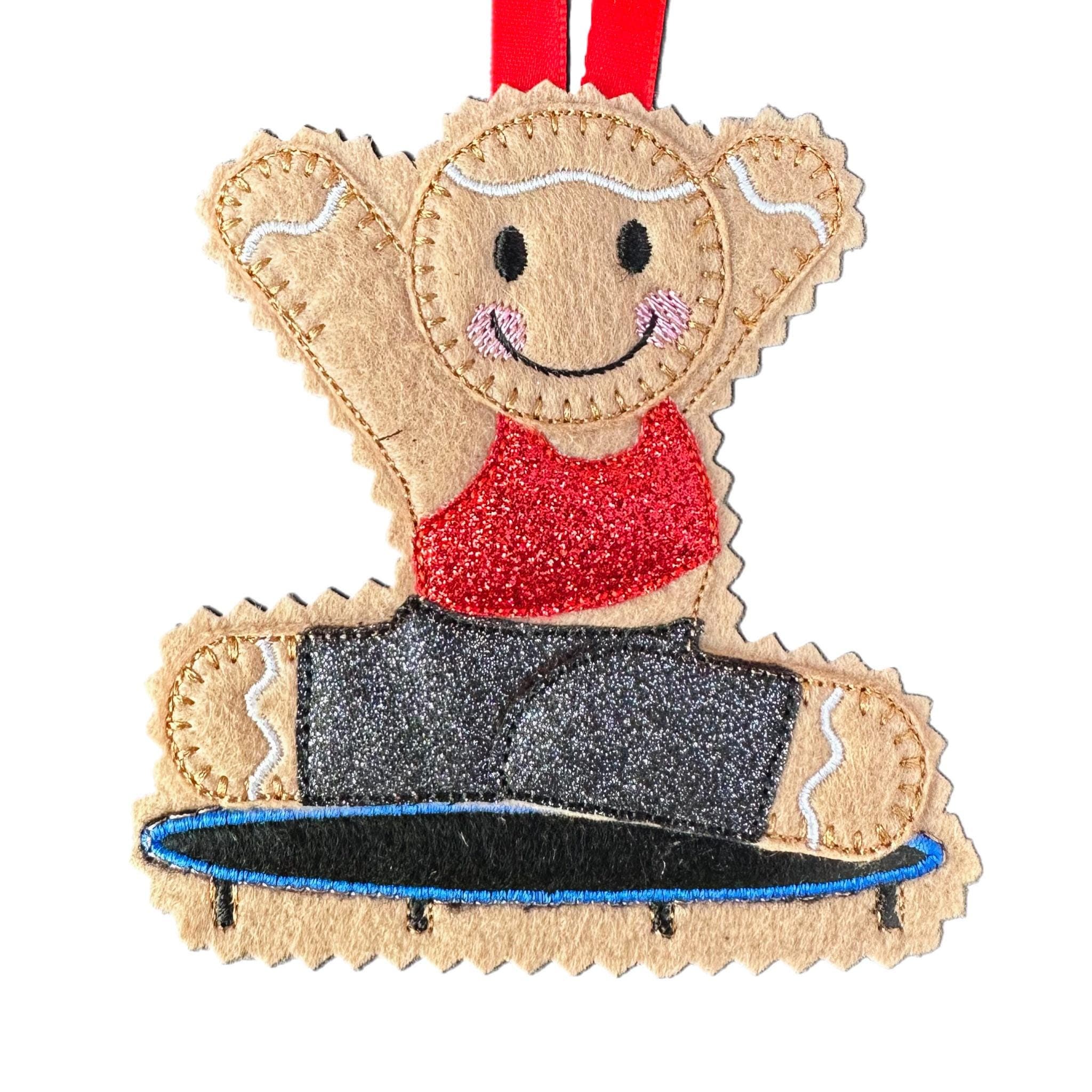 Trampoline Gingerbread Felt Decoration