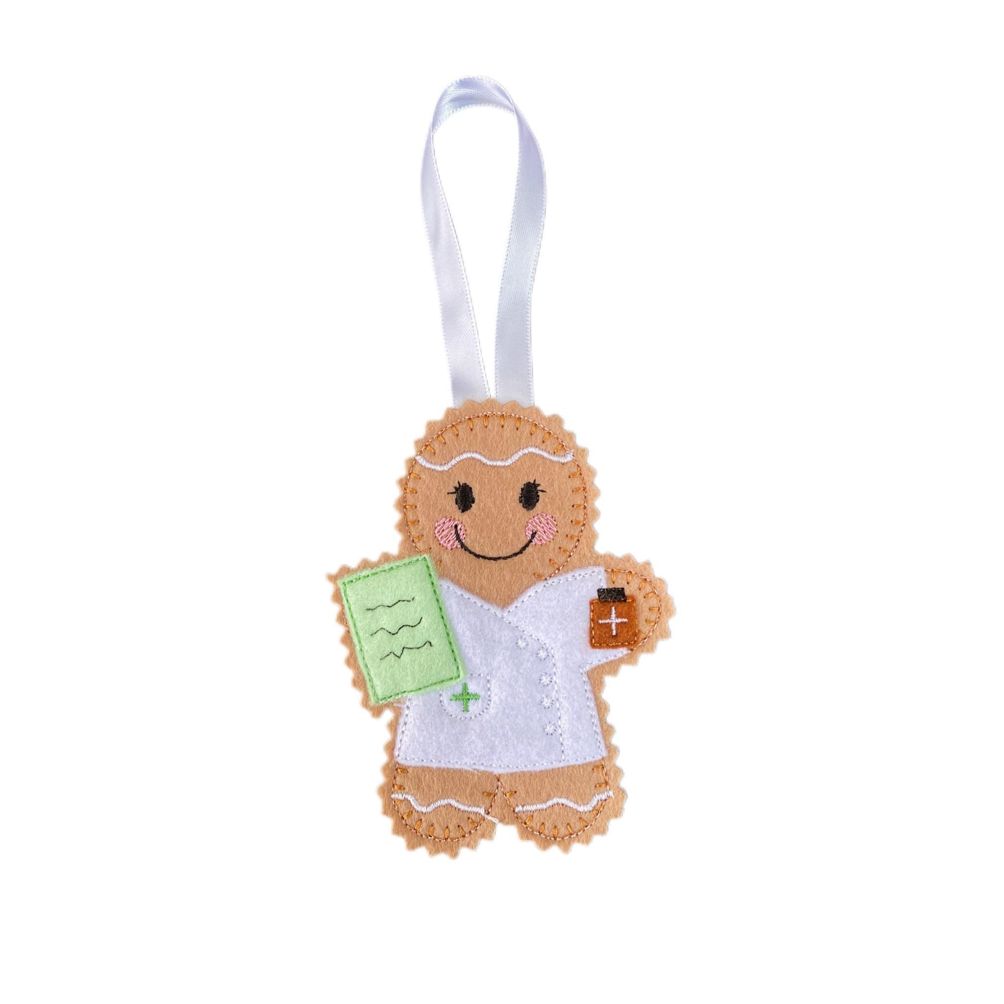 Pharmacist Gingerbread Man Felt Decoration