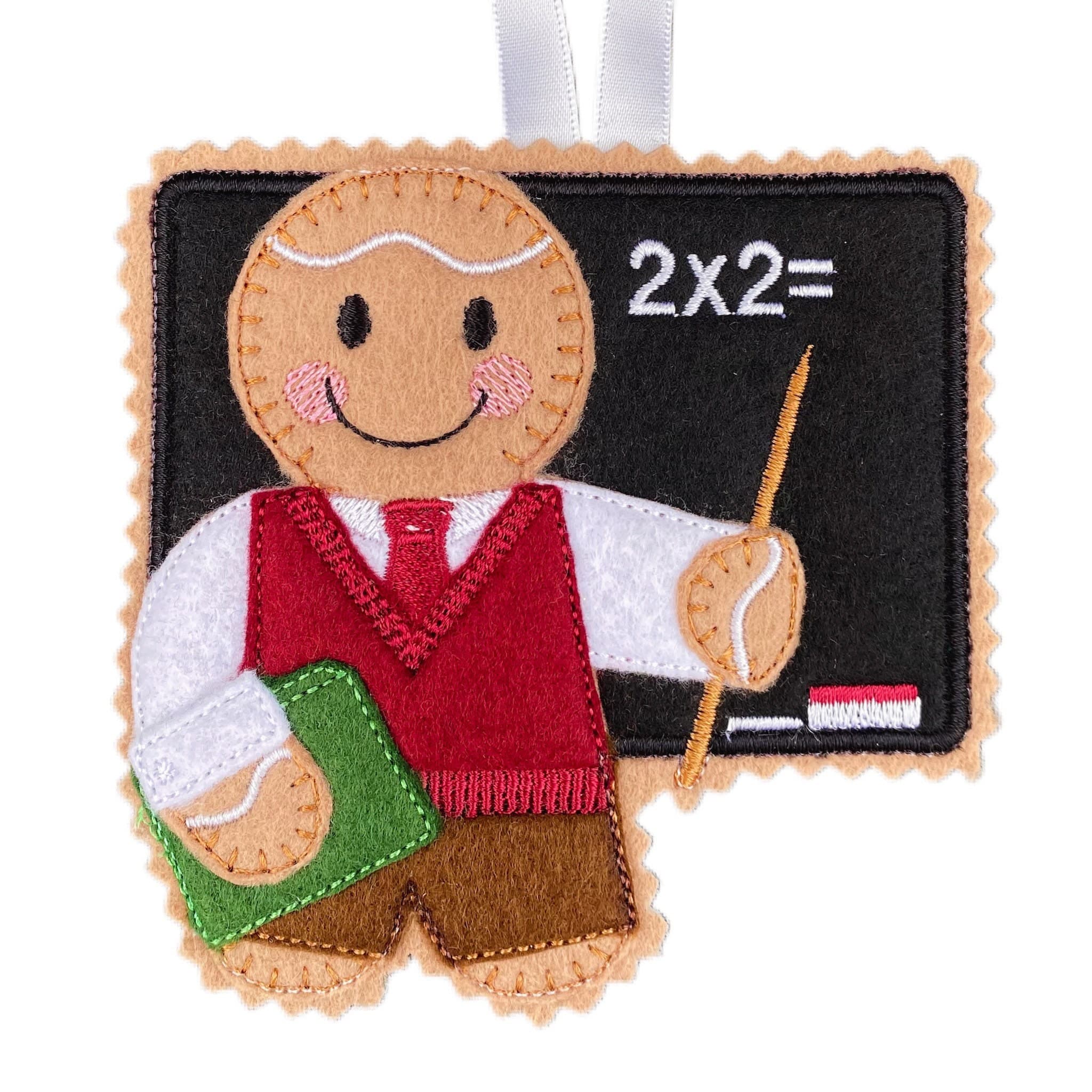 Teacher Gingerbread Man Felt Decoration — image 2