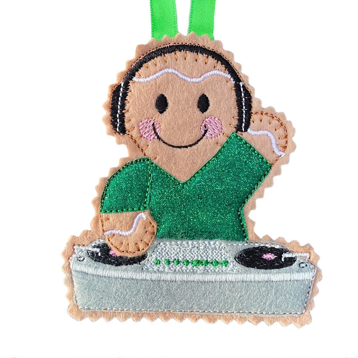 DJ - Disc Jockey Gingerbread Man Felt Decoration — image 3
