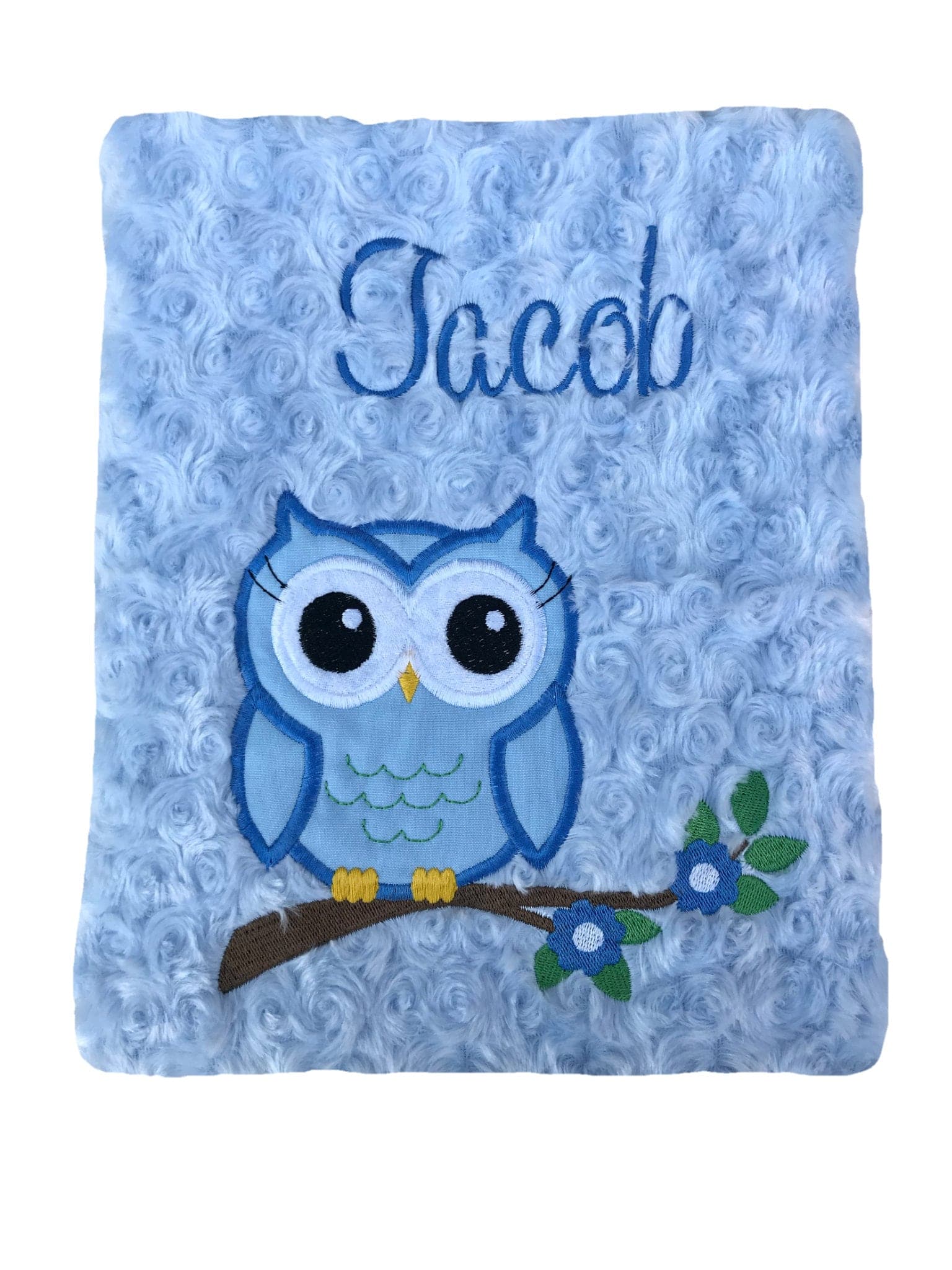 Owl Personalised  Blue Blanket / Throw