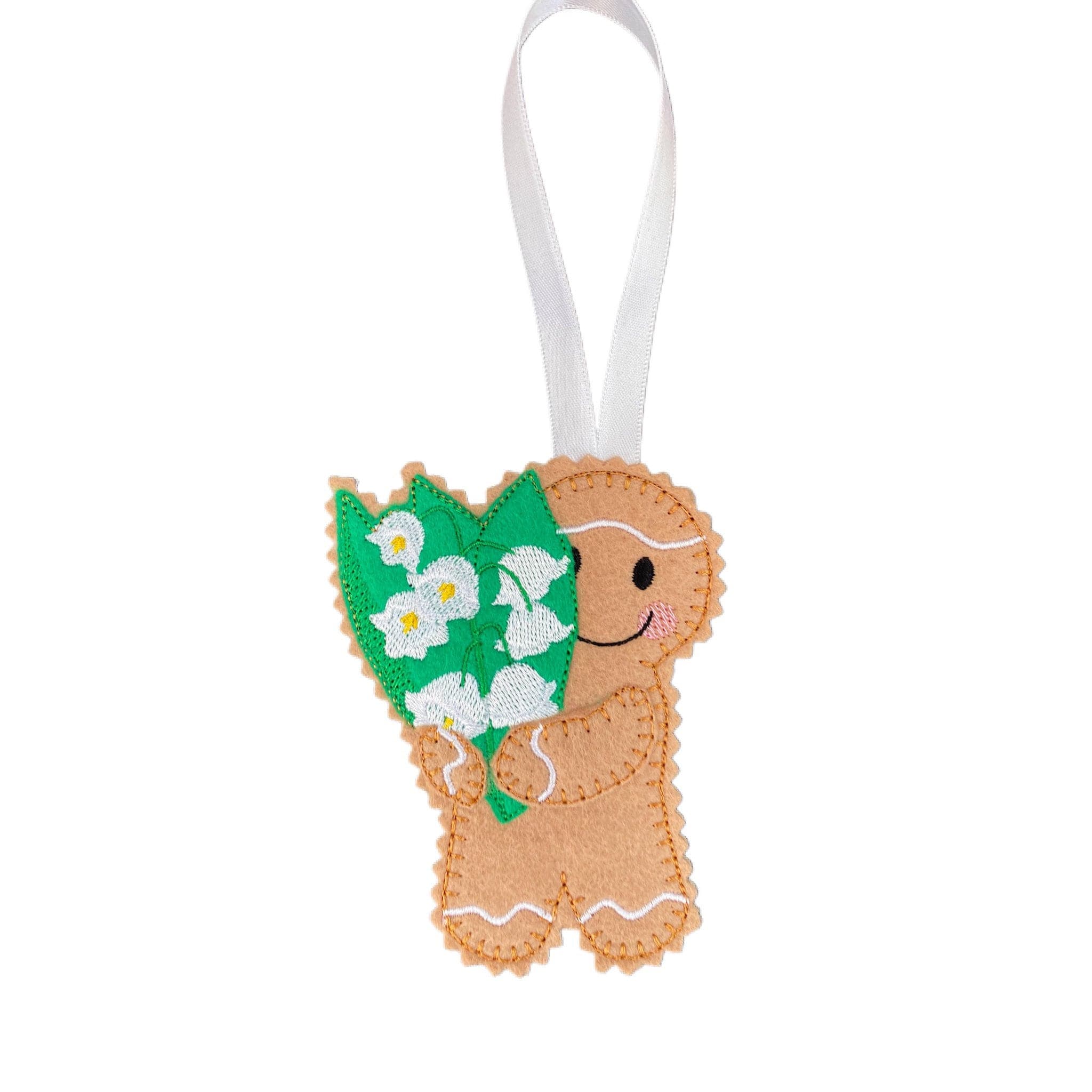 Lily of the Valley - May Birth Month Flower Gingerbread Man Felt Decoration