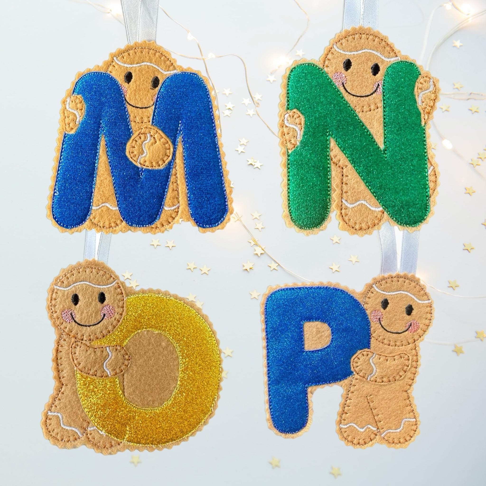Initial Gingerbread Letter Decoration – Personalised Felt Ornament / Gift Tag — image 5
