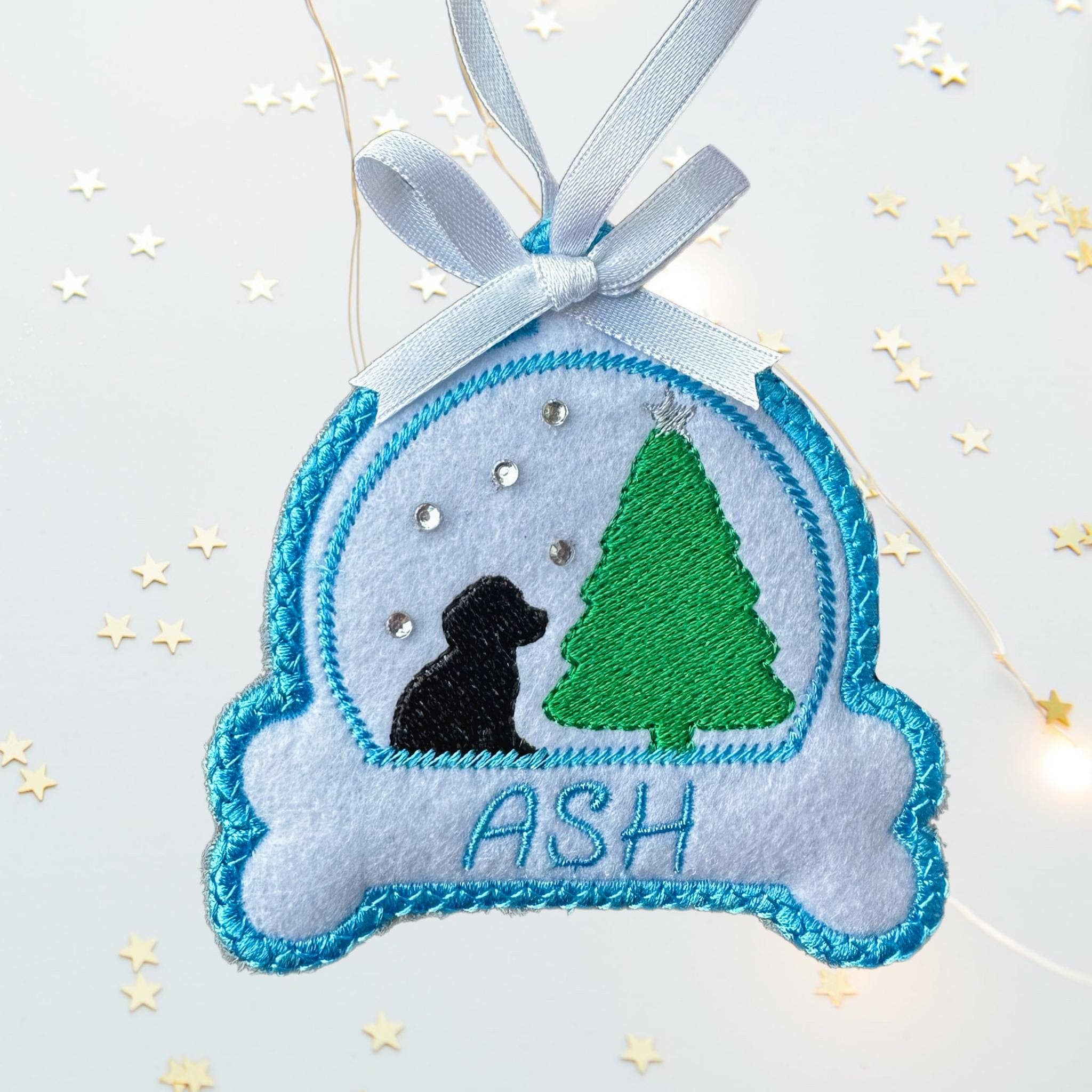 Dog Snow Globe Felt Christmas Bauble Decoration - Personaliseable — image 6