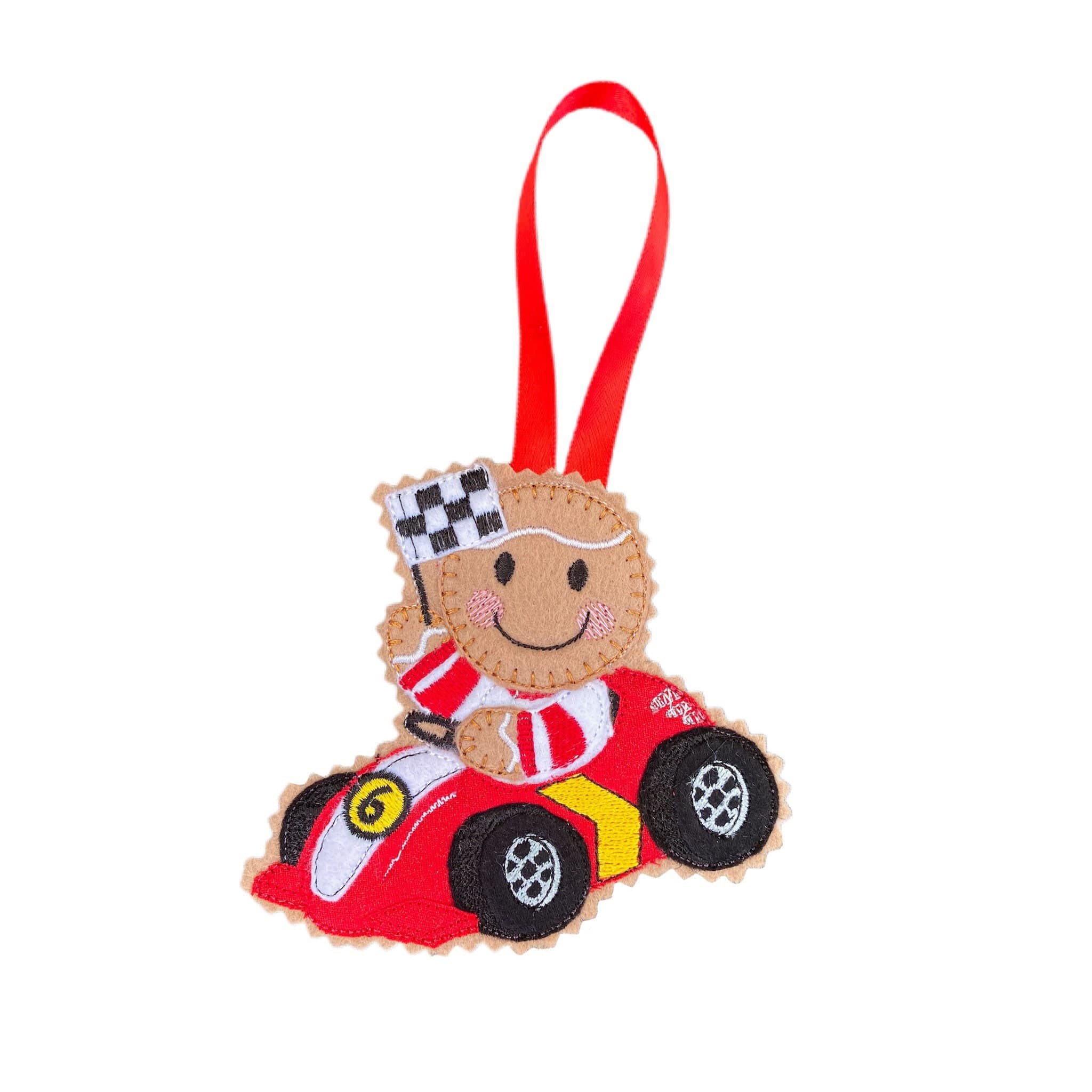 Racing Driver Gingerbread Man Felt Decoration