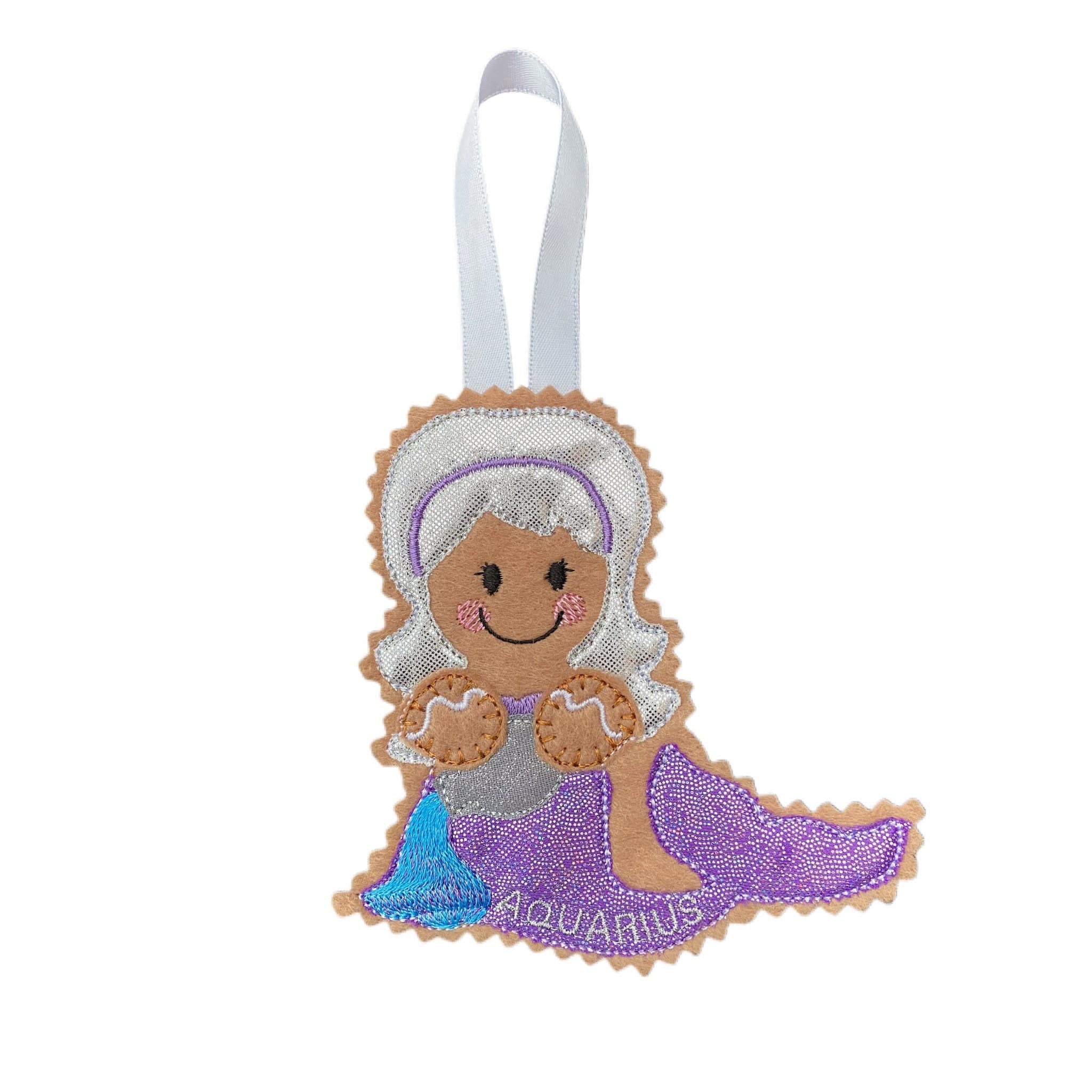 Horoscope Aquarius Starsign Gingerbread Man Felt Decoration