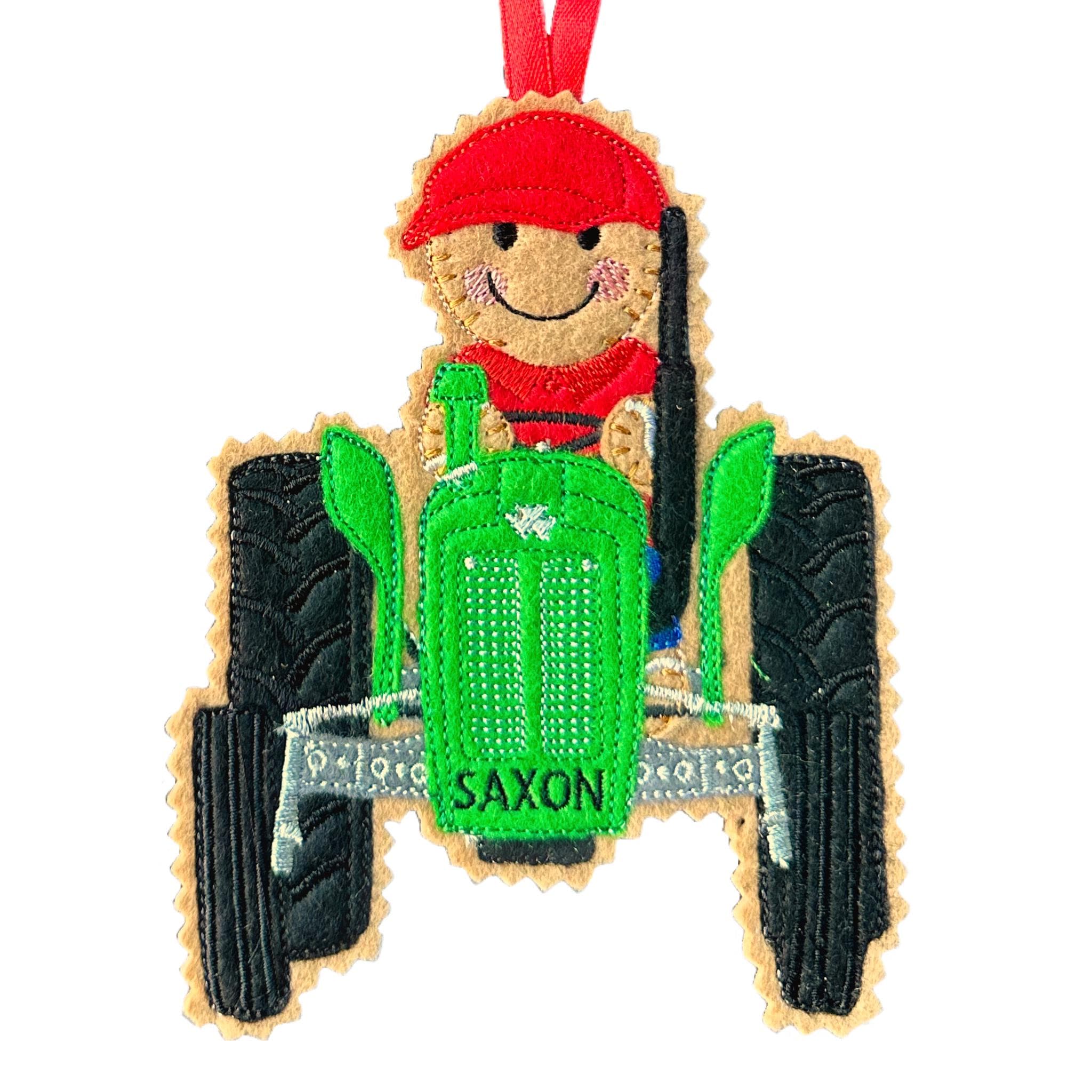 Farmer / Tractor Gingerbread Man Felt Decoration — image 3