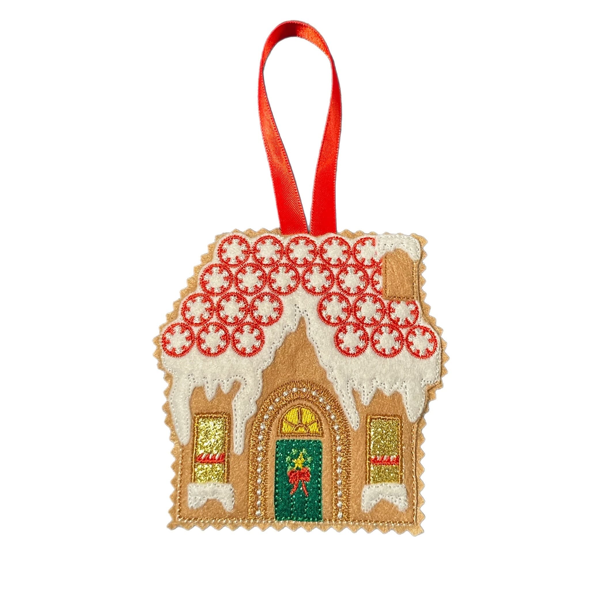 Gingerbread Felt Decoration- Christmas Gingerbread House - Pin Wheel