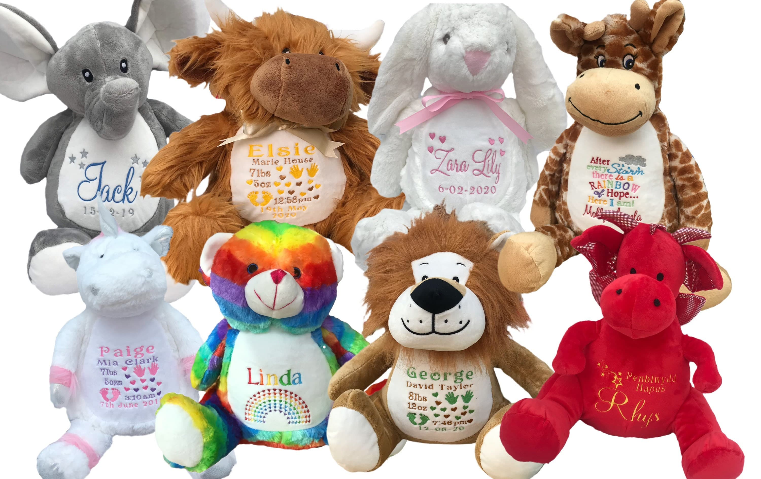 Pink Unicorn Personalised Soft Toy,  Personalised Embroidered Teddy, Custom bear, boy birthday gift. — image 7