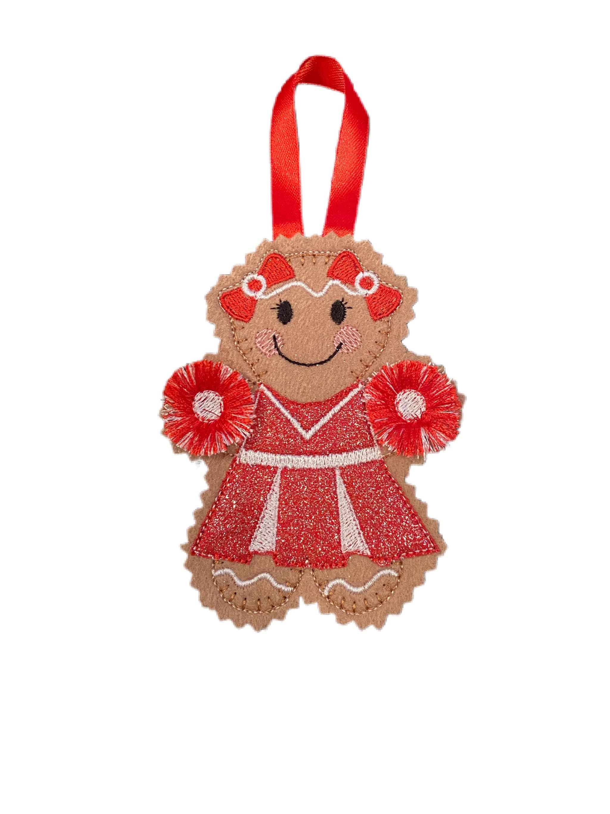 Cheerleader Gingerbread Man Felt Decoration