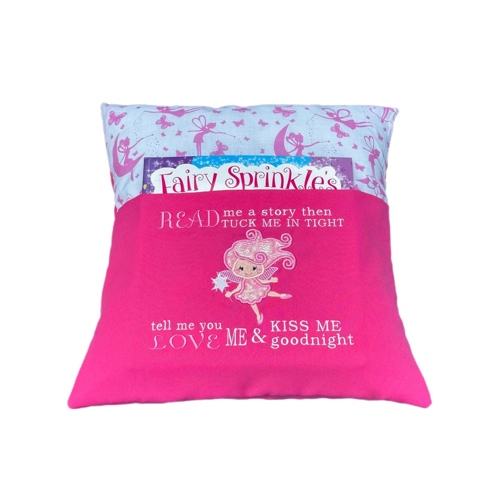 Fairy Tale Book Cushion: Embroidered Reading Pillow with Pocket — image 2