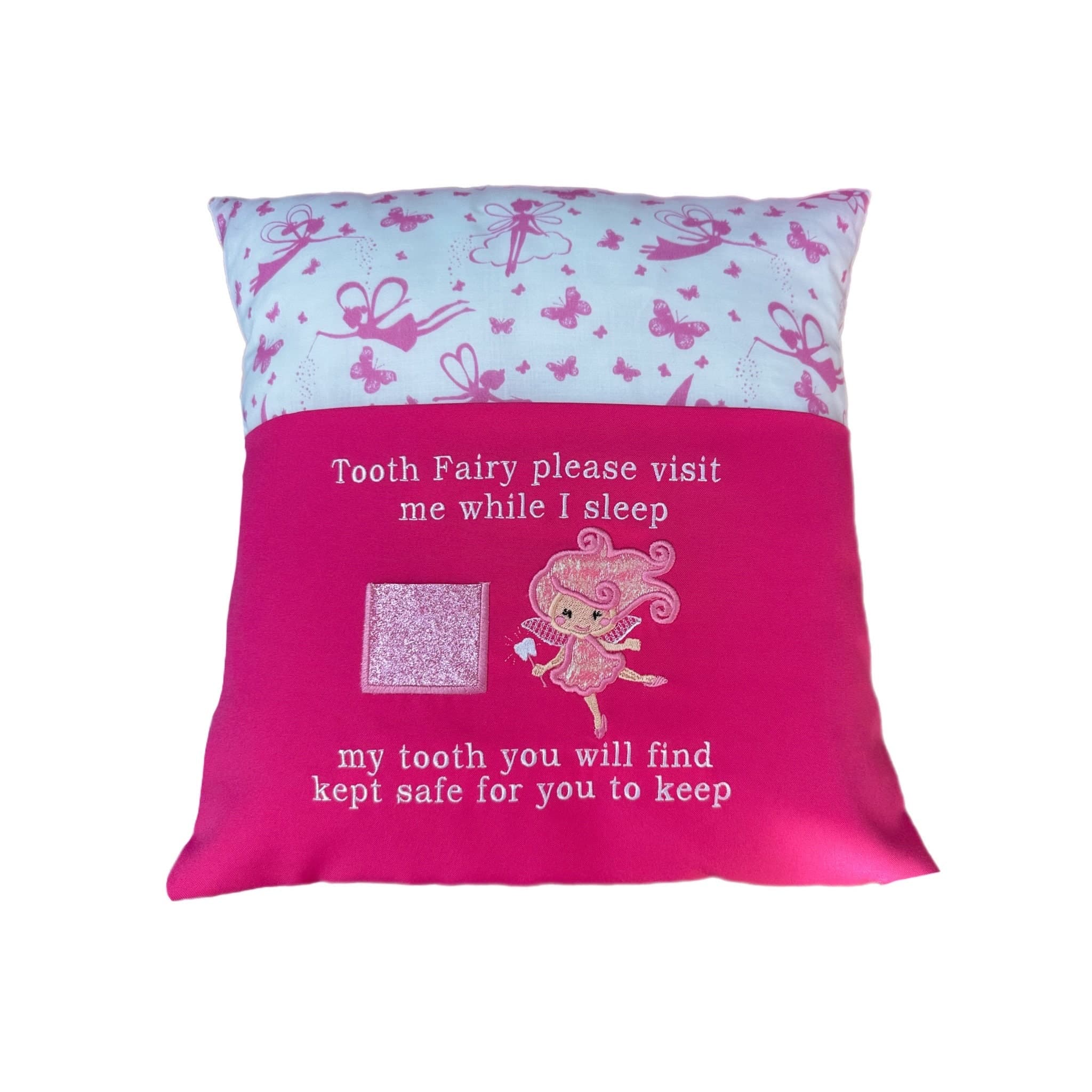 Handmade Tooth Fairy Pillow with Pocket, Embroidered Applique — image 3