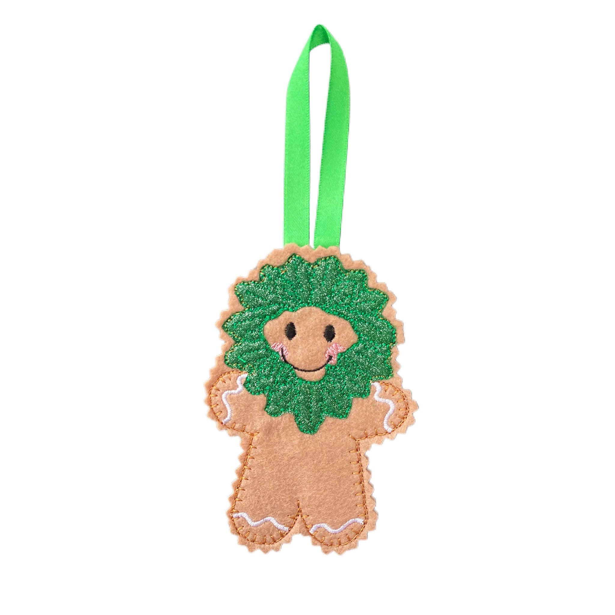 Green Man Gingerbread Man Felt Decoration