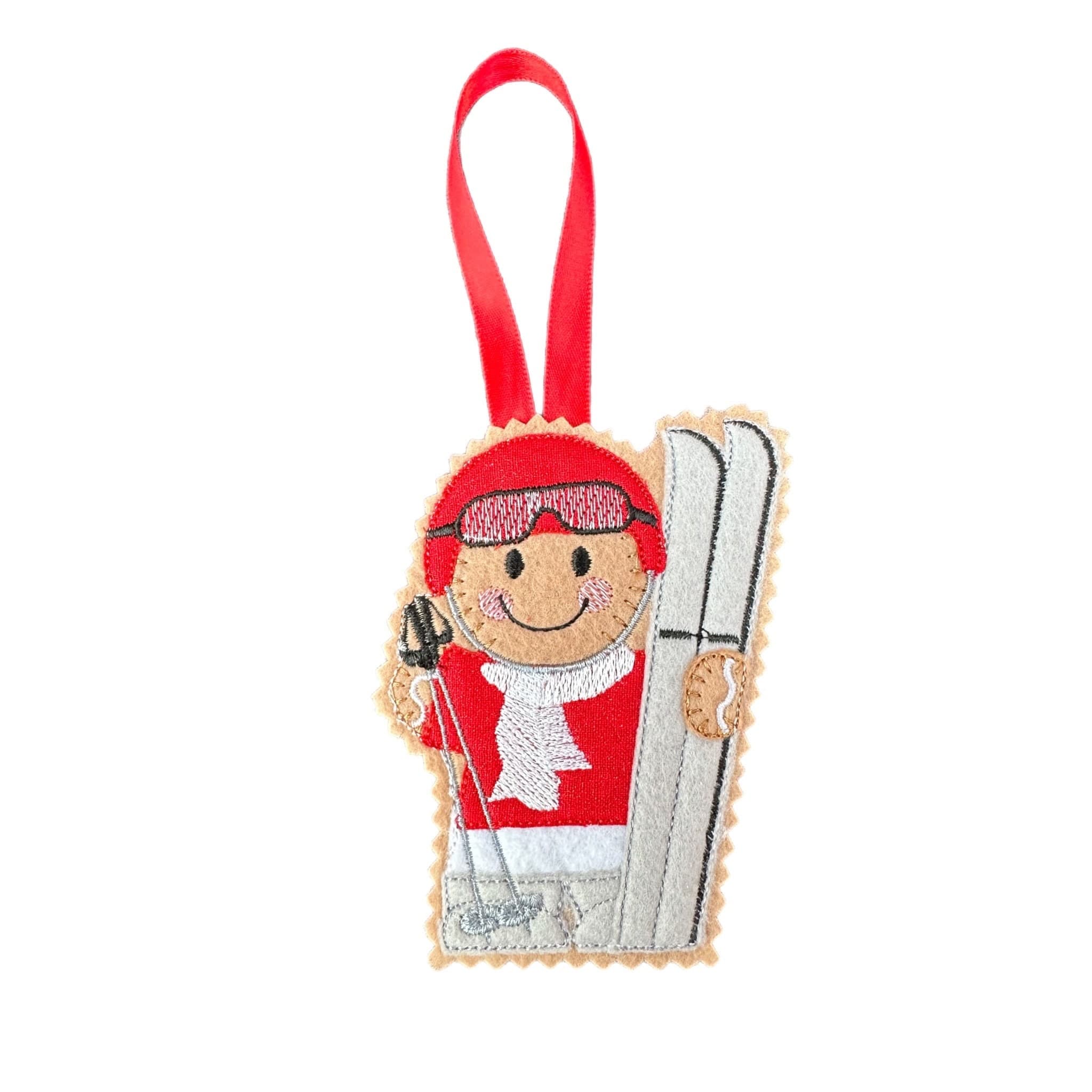 Skiing/Skier Gingerbread Man Felt Decoration
