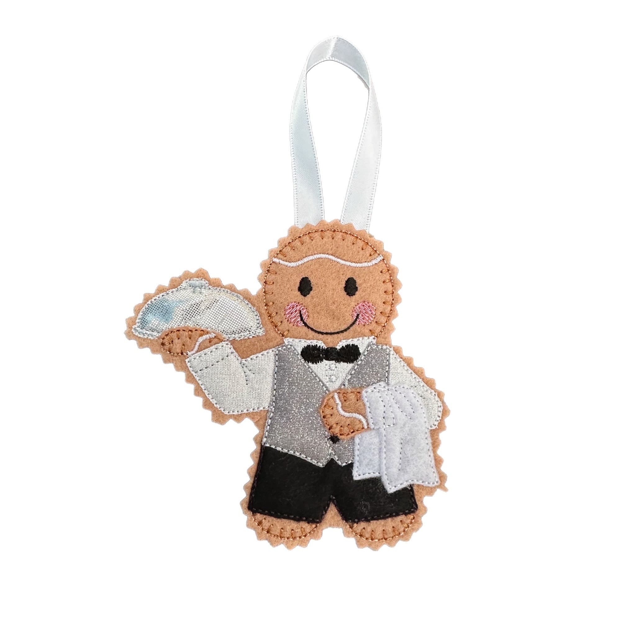 Butler / Waiter Gingerbread Man Felt Decoration