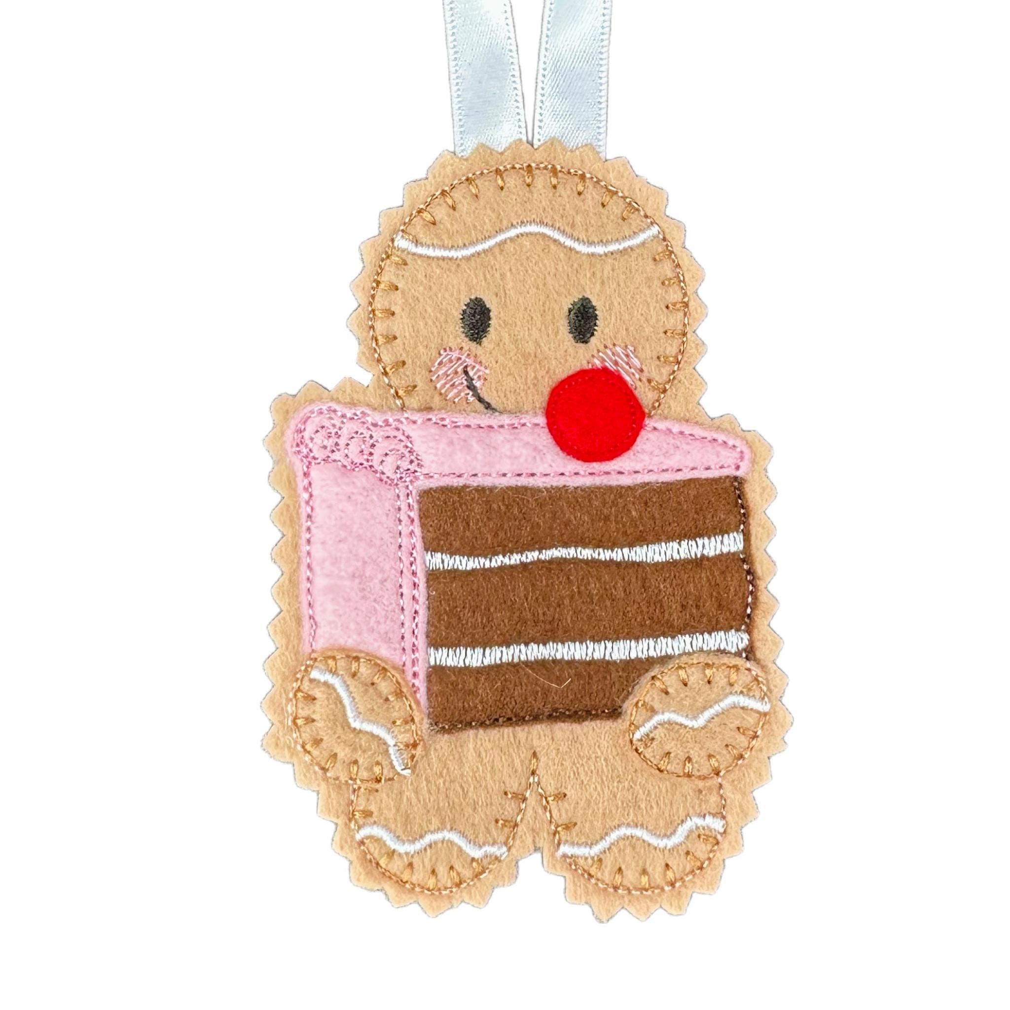 Chocolate Slice Cake Gingerbread Felt Decoration