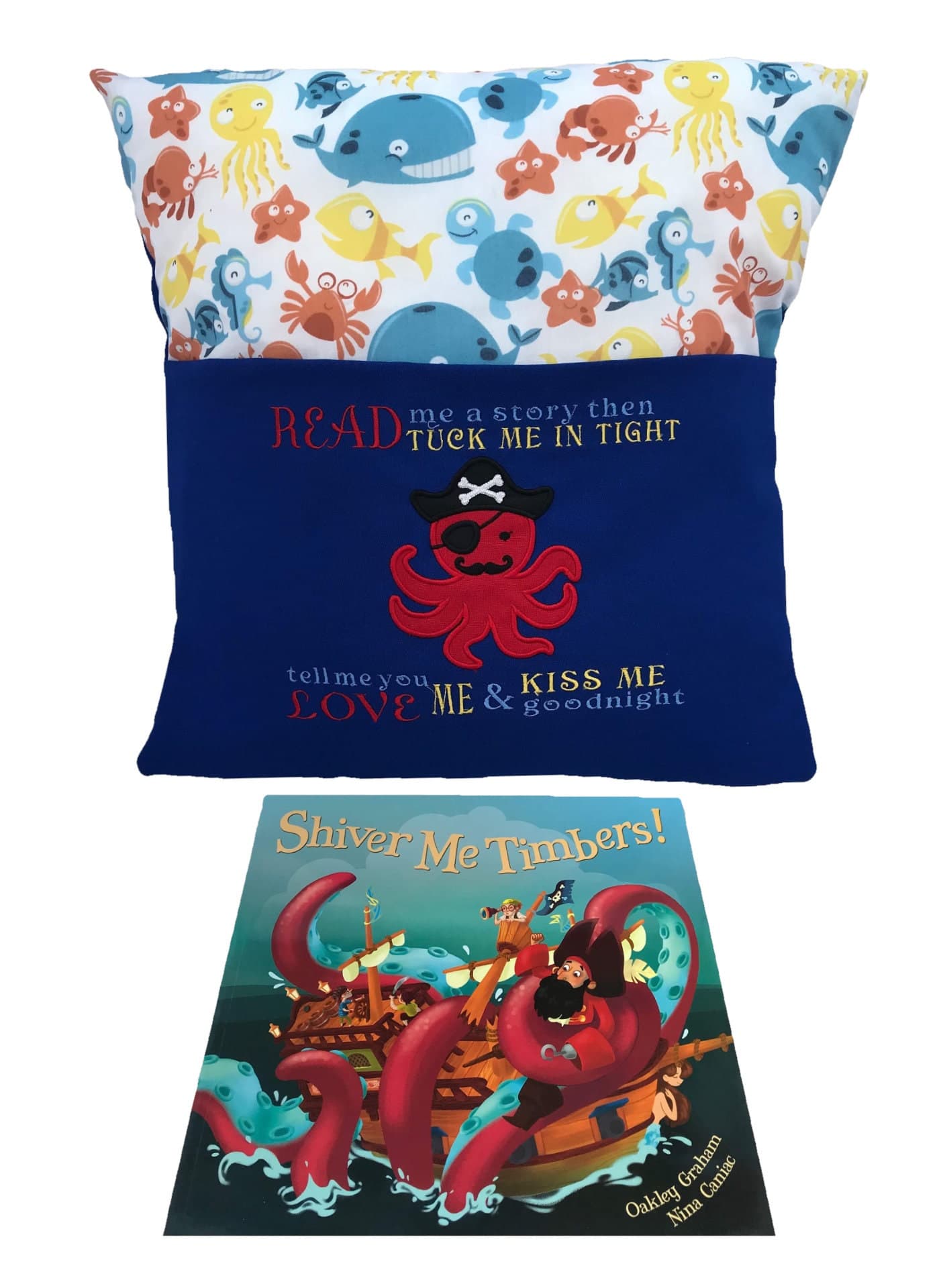 Pirate Octopus Reading Pillow: Nautical Children's Book Cushion