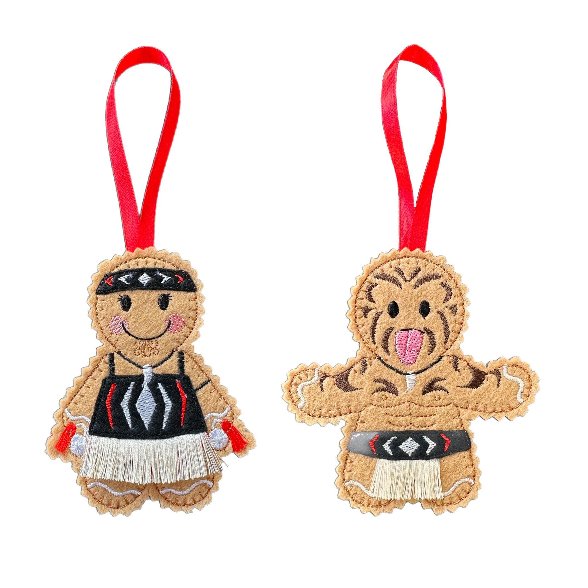 Māori Warrior and Performer Keepsake Gingerbread Felt Decorations