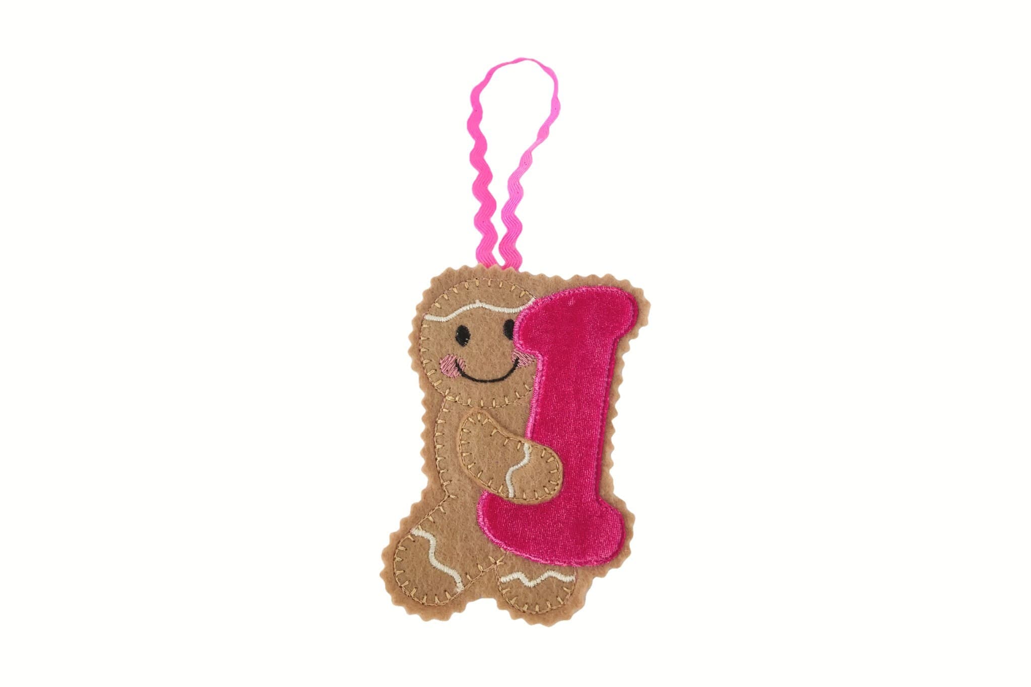 Gingerbread Man Felt Number 1 Decoration: First Birthday Ornament — image 2