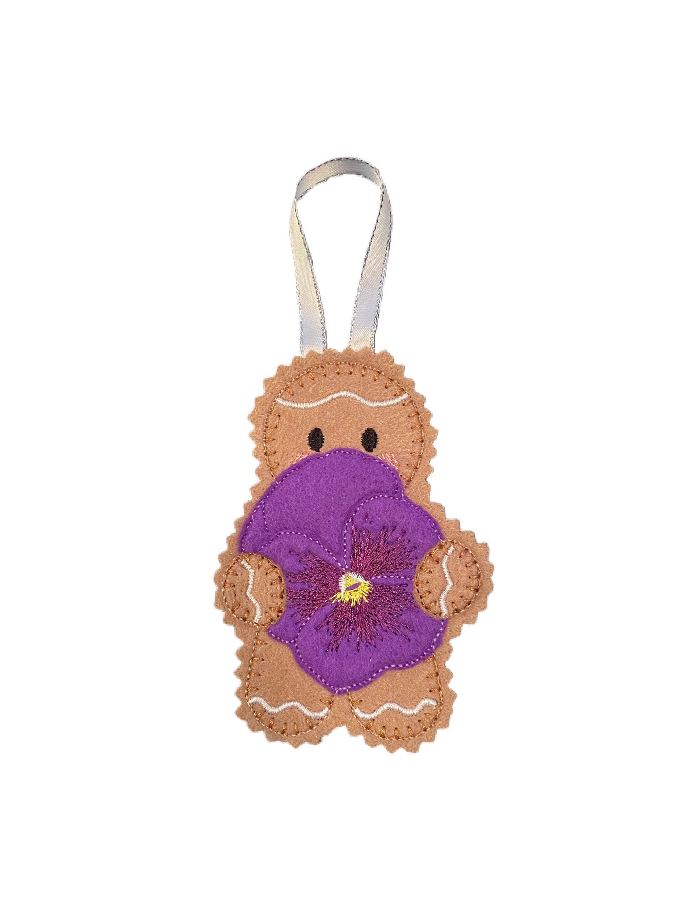 Viola - February Birth Month Flower Gingerbread Man Felt Decoration