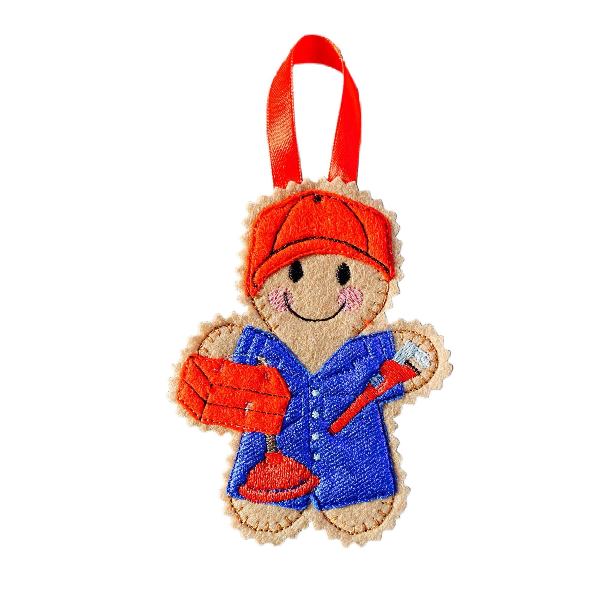 Plumber Gingerbread Man Felt Decoration