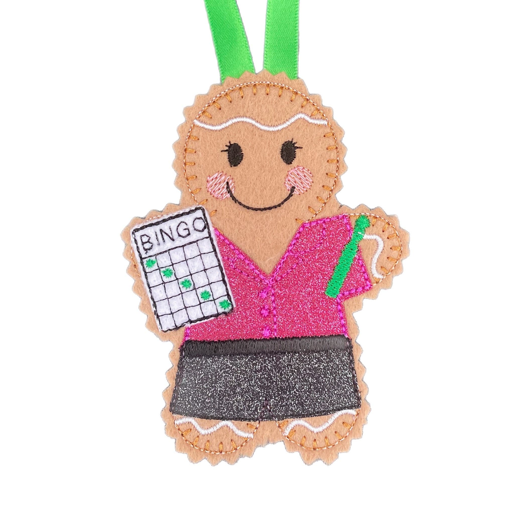 Bingo Player Gingerbread Man Felt Decoration — image 2