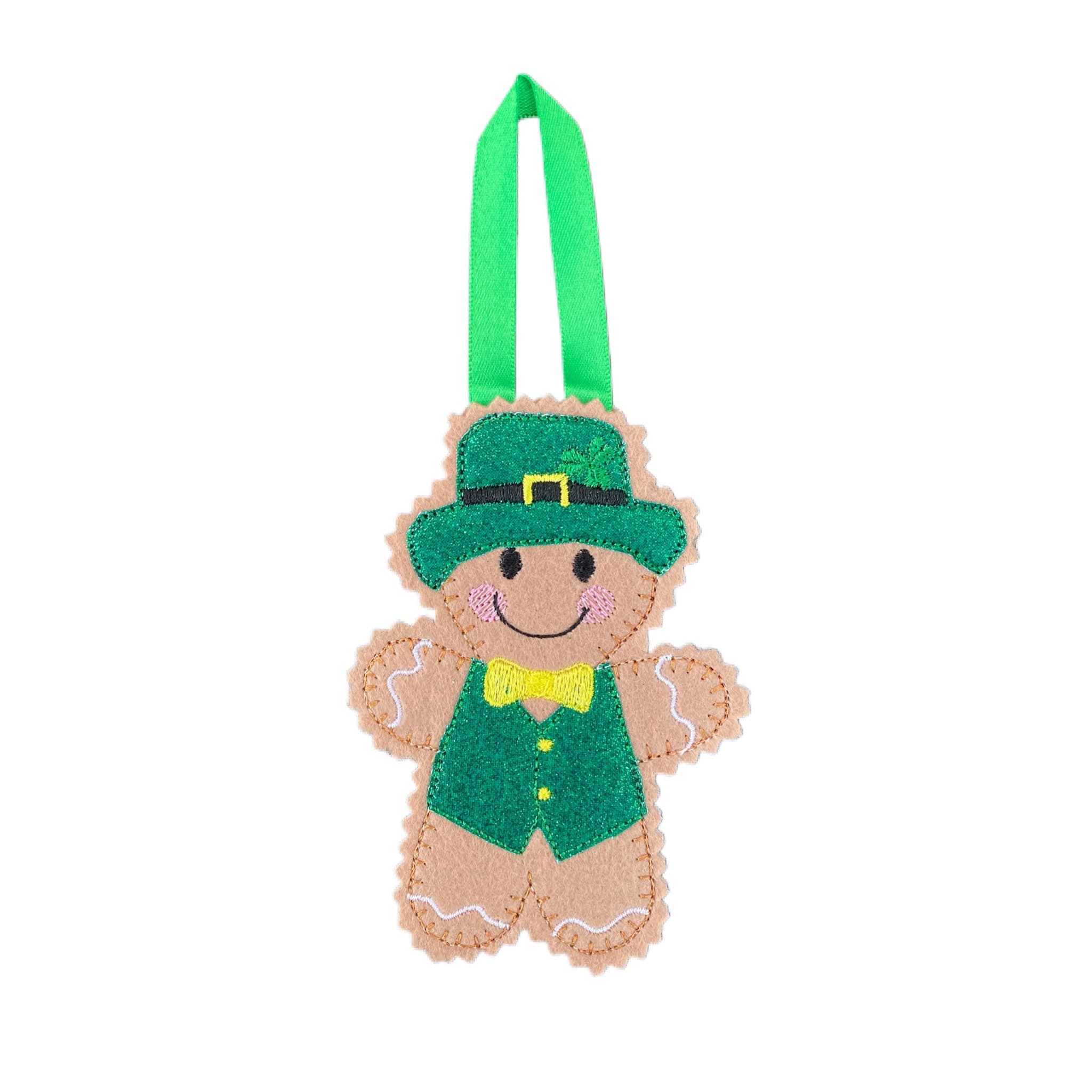 Lucky Irish Leprechaun Gingerbread Man Felt Decoration