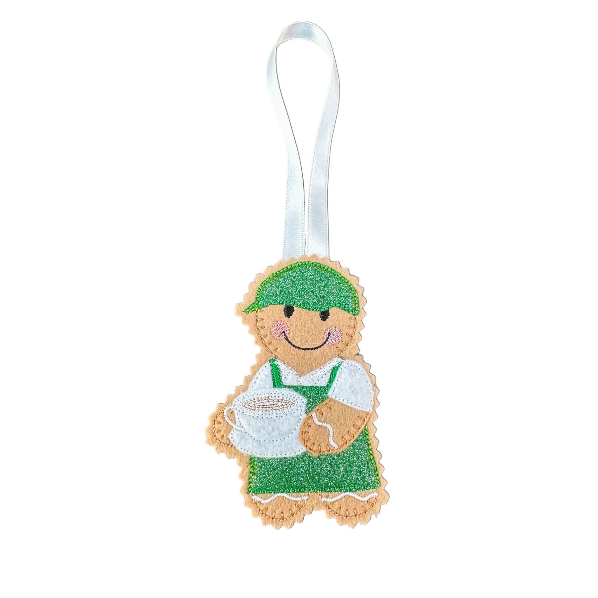 Barista / coffee shop Gingerbread Man Felt Decoration