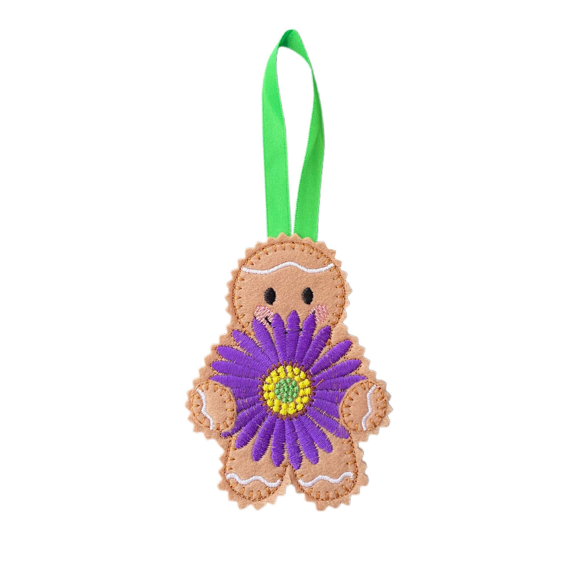 Aster - September Birth Month Flower Gingerbread Man Felt Decoration