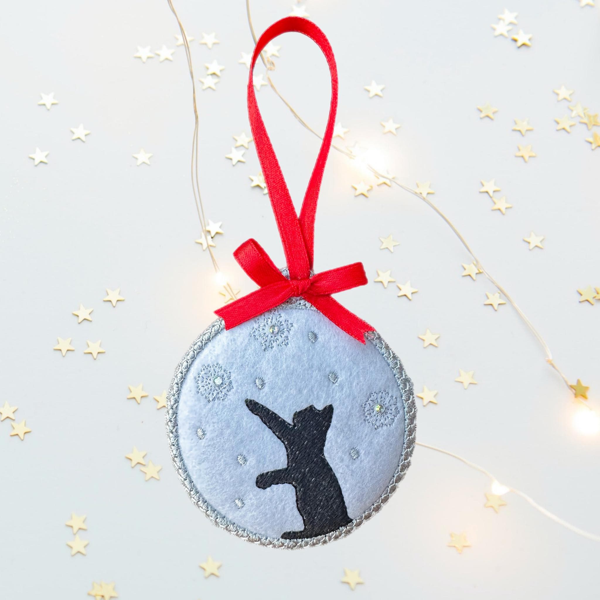 Cat & Moon Felt Christmas Bauble Decoration — image 7