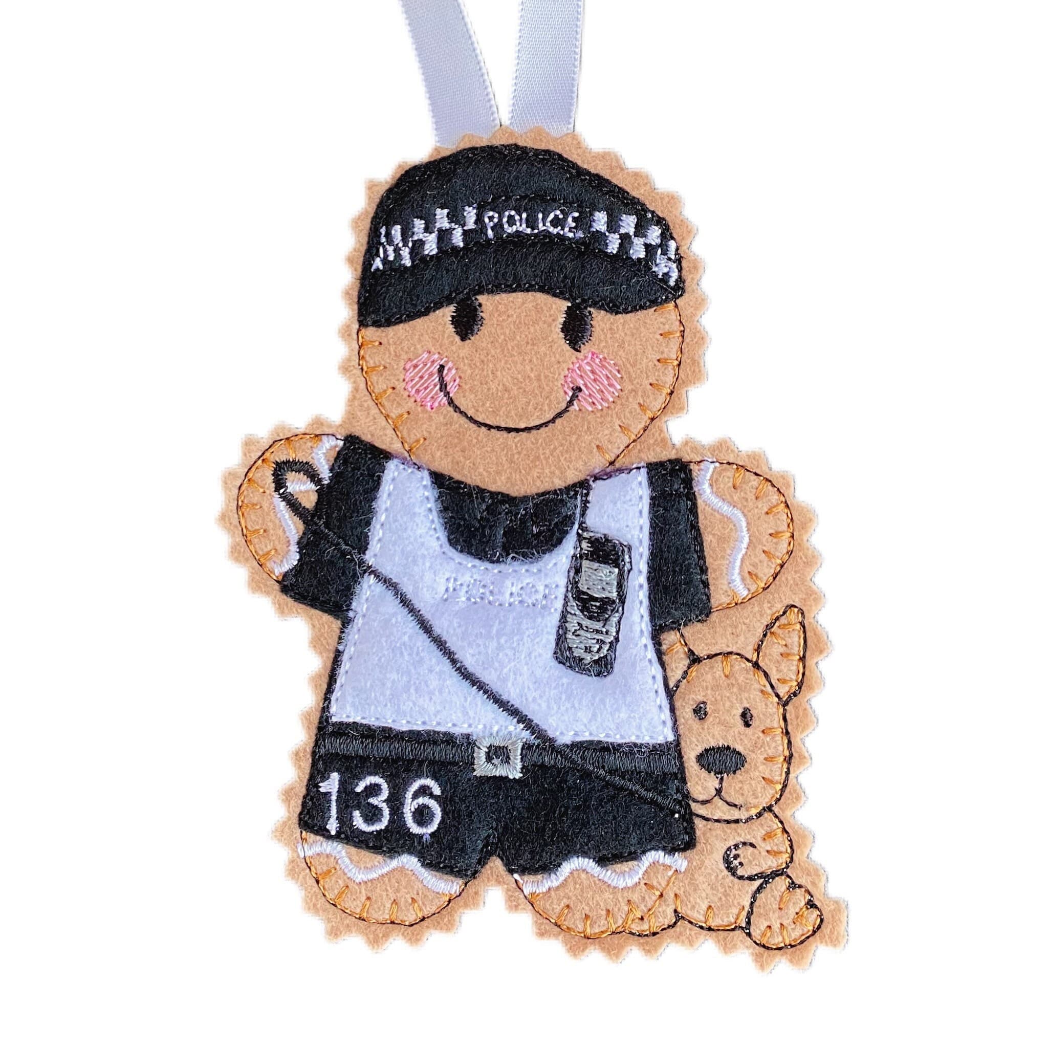 Police Dog Handler Gingerbread Man Felt Decoration — image 2