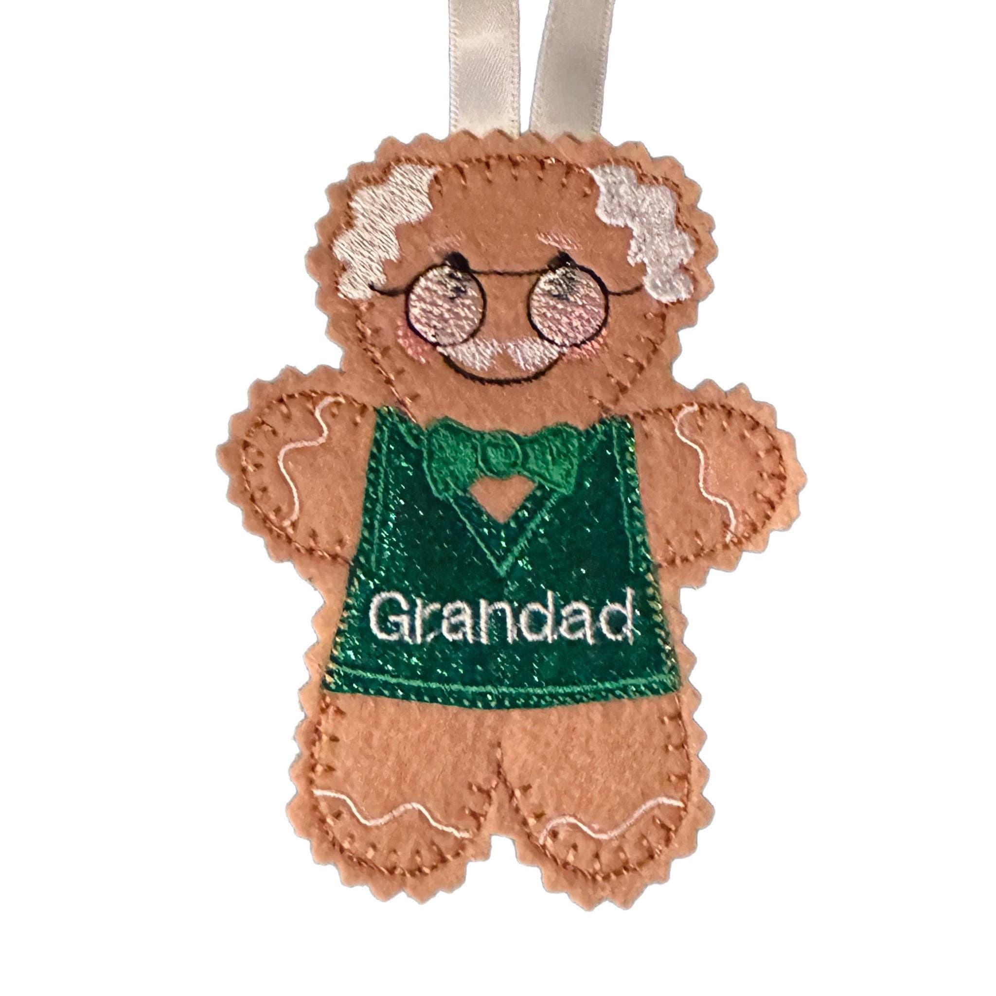 Grandad / Grandpa / Papa / Pops Gingerbread Man Felt Decoration — image 3