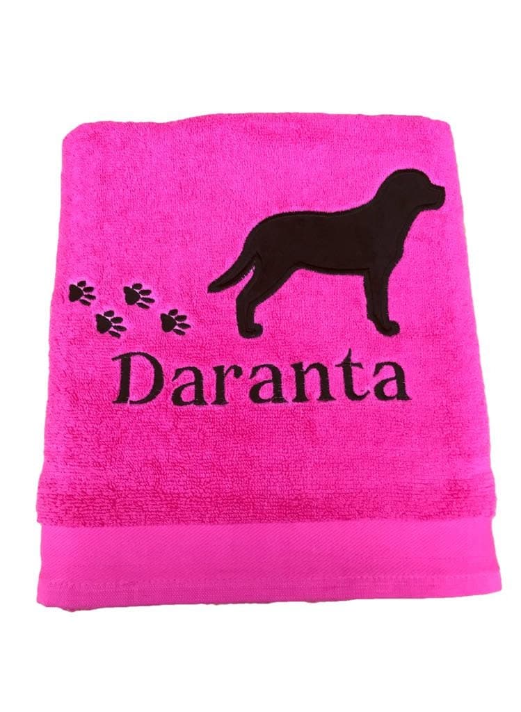 Embroidered Labrador Dog Bath Towel: Personalized Paw Print Gift — image 3