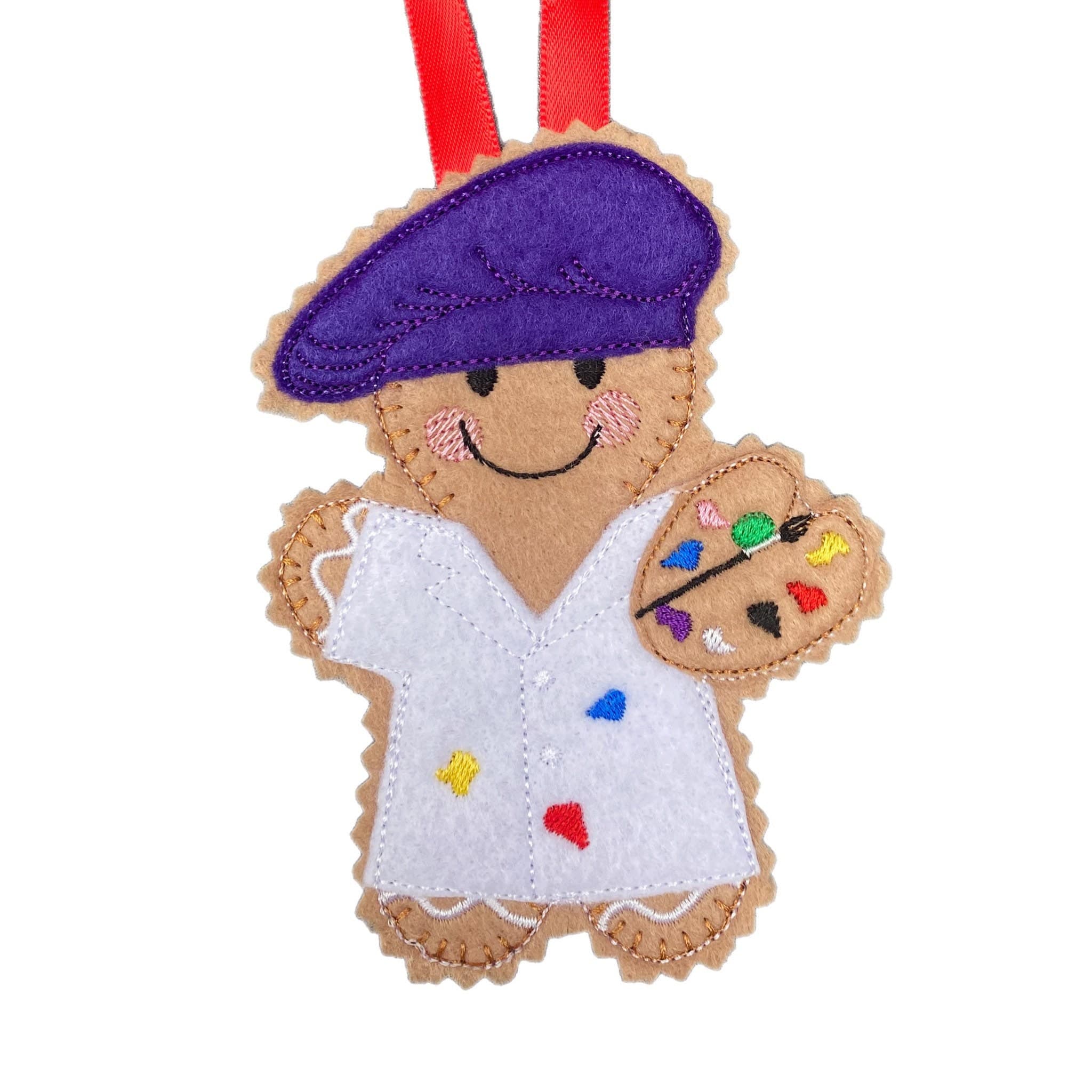 Artist / Painter Gingerbread Man Felt Decoration — image 2