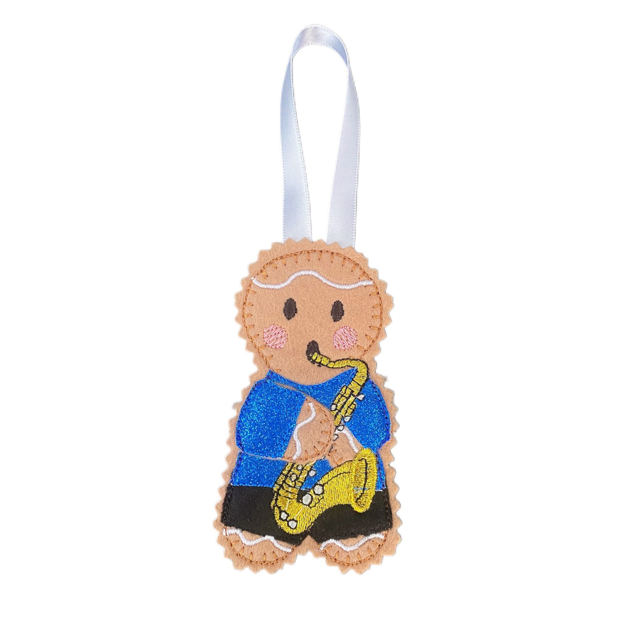 Saxophone Player / Musician Gingerbread Man Felt Decoration